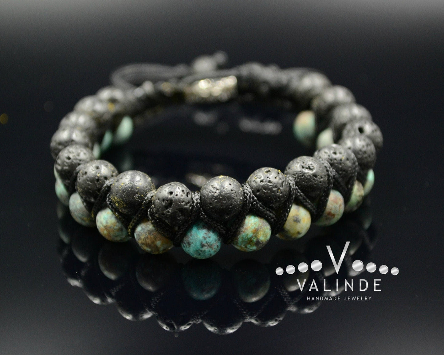 Men's Lava Stone Double Bracelet Turquoise Bracelet Double Row Bracelet Macrame Bracelet Stone Beaded Bracelet Adjustable Bracelet for Men - Shamballa Bracelet - Mantra Bracelet  -  Yoga Bracelet -  Birthstone Bracelet - Gemstone Bracelet Men - Chakra Bracelet - Macrame Bracelet - Healing Bracelet - Gift for Father - Gift For Men - Valinde
