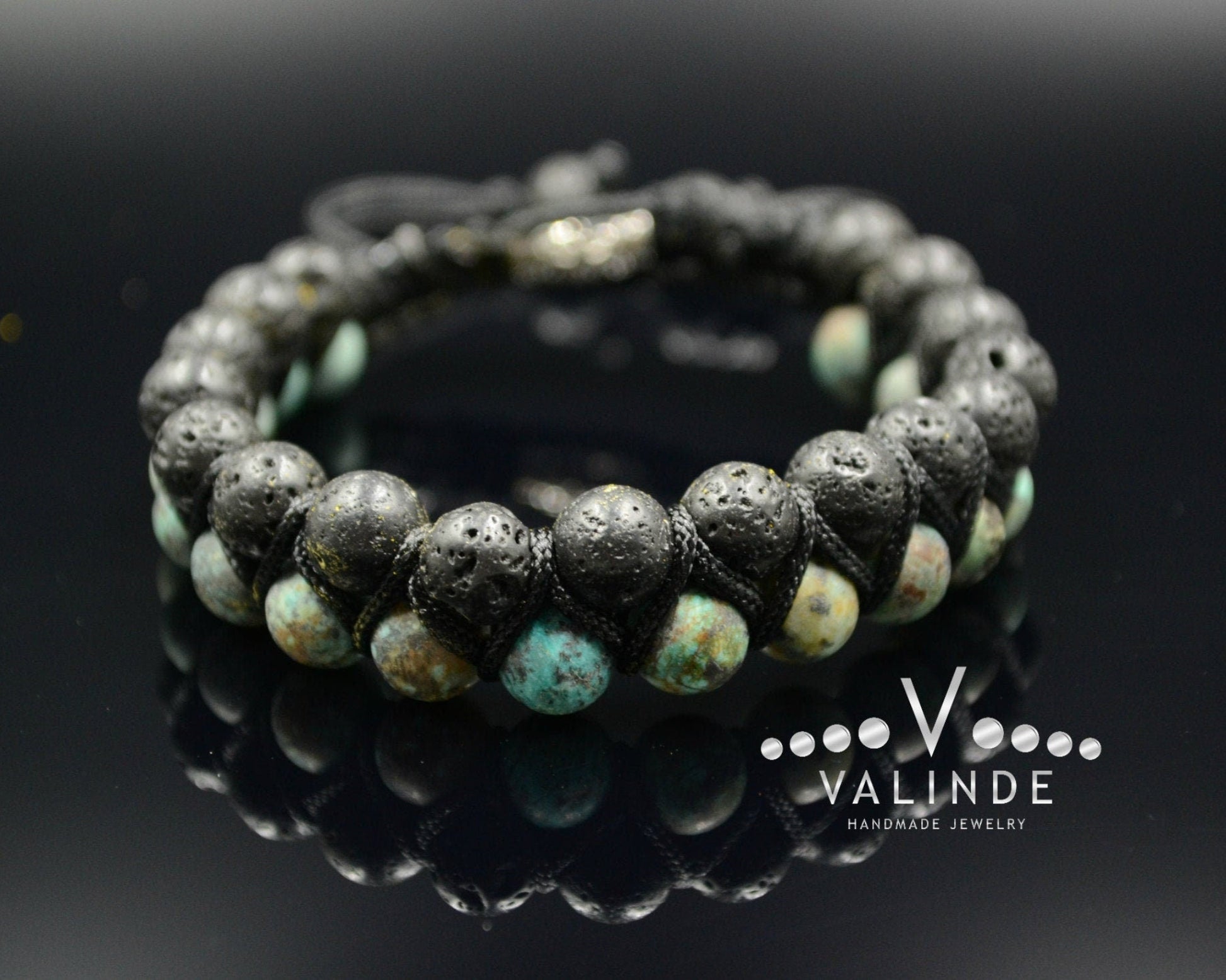Men's Lava Stone Double Bracelet Turquoise Bracelet Double Row Bracelet Macrame Bracelet Stone Beaded Bracelet Adjustable Bracelet for Men - Shamballa Bracelet - Mantra Bracelet  -  Yoga Bracelet -  Birthstone Bracelet - Gemstone Bracelet Men - Chakra Bracelet - Macrame Bracelet - Healing Bracelet - Gift for Father - Gift For Men - Valinde
