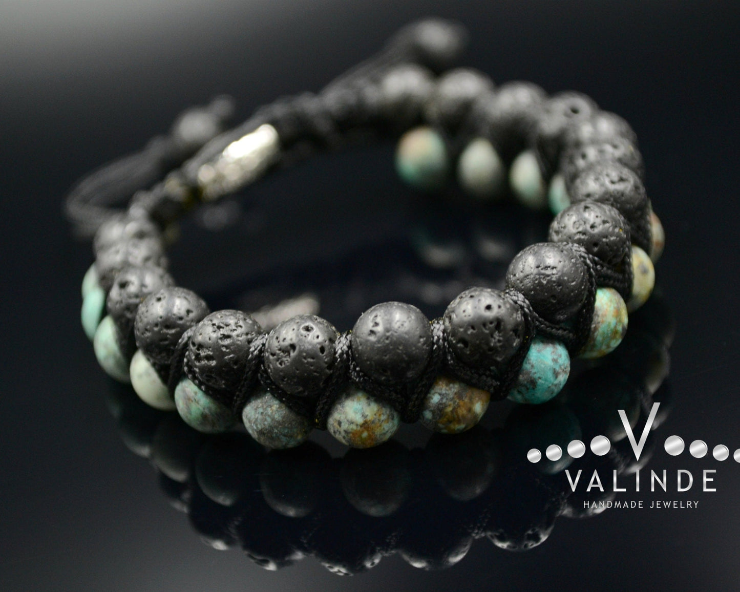 Men's Lava Stone Double Bracelet Turquoise Bracelet Double Row Bracelet Macrame Bracelet Stone Beaded Bracelet Adjustable Bracelet for Men - Shamballa Bracelet - Mantra Bracelet  -  Yoga Bracelet -  Birthstone Bracelet - Gemstone Bracelet Men - Chakra Bracelet - Macrame Bracelet - Healing Bracelet - Gift for Father - Gift For Men - Valinde

