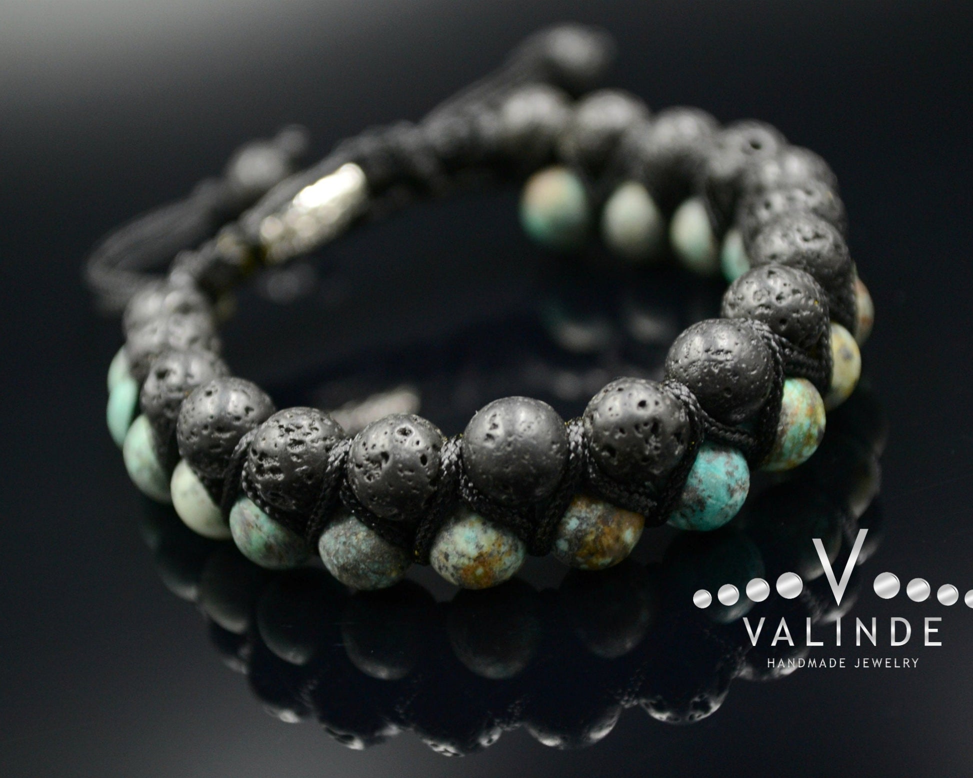 Men's Lava Stone Double Bracelet Turquoise Bracelet Double Row Bracelet Macrame Bracelet Stone Beaded Bracelet Adjustable Bracelet for Men - Shamballa Bracelet - Mantra Bracelet  -  Yoga Bracelet -  Birthstone Bracelet - Gemstone Bracelet Men - Chakra Bracelet - Macrame Bracelet - Healing Bracelet - Gift for Father - Gift For Men - Valinde
