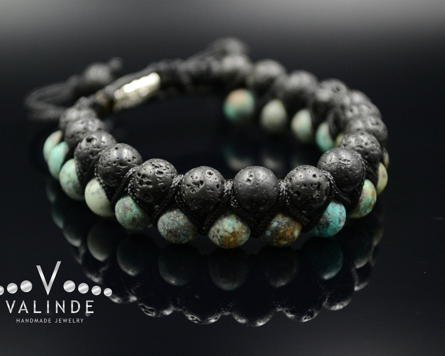 Men's Lava Stone Double Bracelet Turquoise Bracelet Double Row Bracelet Macrame Bracelet Stone Beaded Bracelet Adjustable Bracelet for Men - Shamballa Bracelet - Mantra Bracelet  -  Yoga Bracelet -  Birthstone Bracelet - Gemstone Bracelet Men - Chakra Bracelet - Macrame Bracelet - Healing Bracelet - Gift for Father - Gift For Men - Valinde

