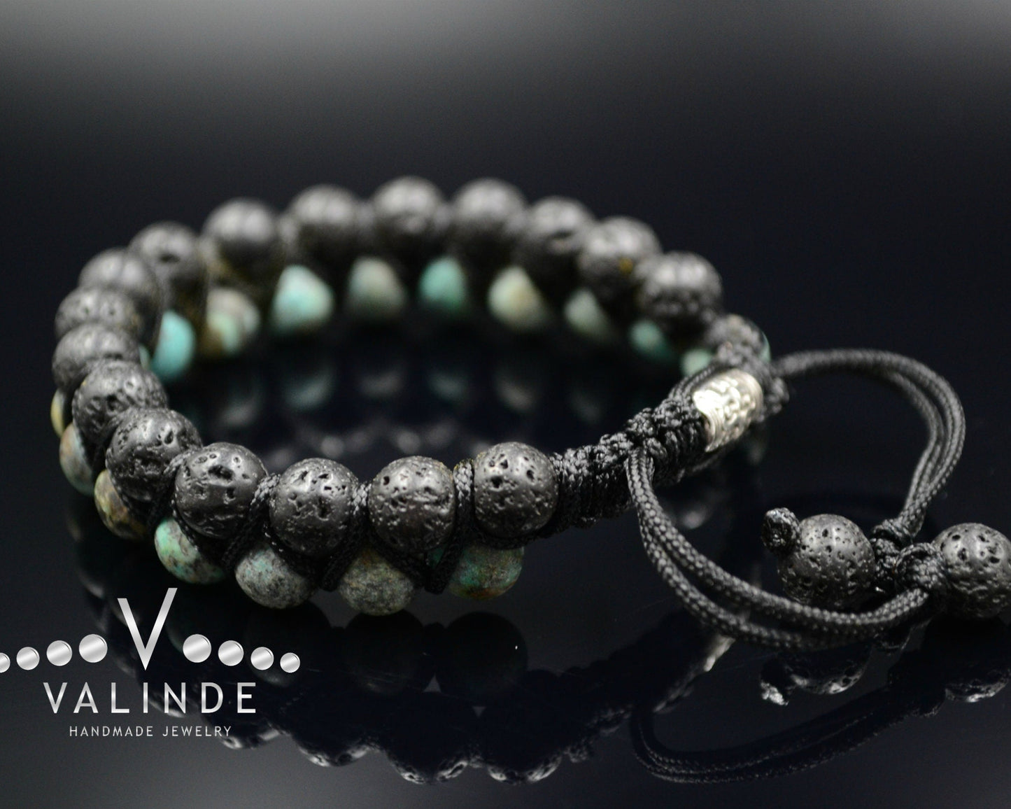 Men's Lava Stone Double Bracelet Turquoise Bracelet Double Row Bracelet Macrame Bracelet Stone Beaded Bracelet Adjustable Bracelet for Men - Shamballa Bracelet - Mantra Bracelet  -  Yoga Bracelet -  Birthstone Bracelet - Gemstone Bracelet Men - Chakra Bracelet - Macrame Bracelet - Healing Bracelet - Gift for Father - Gift For Men - Valinde
