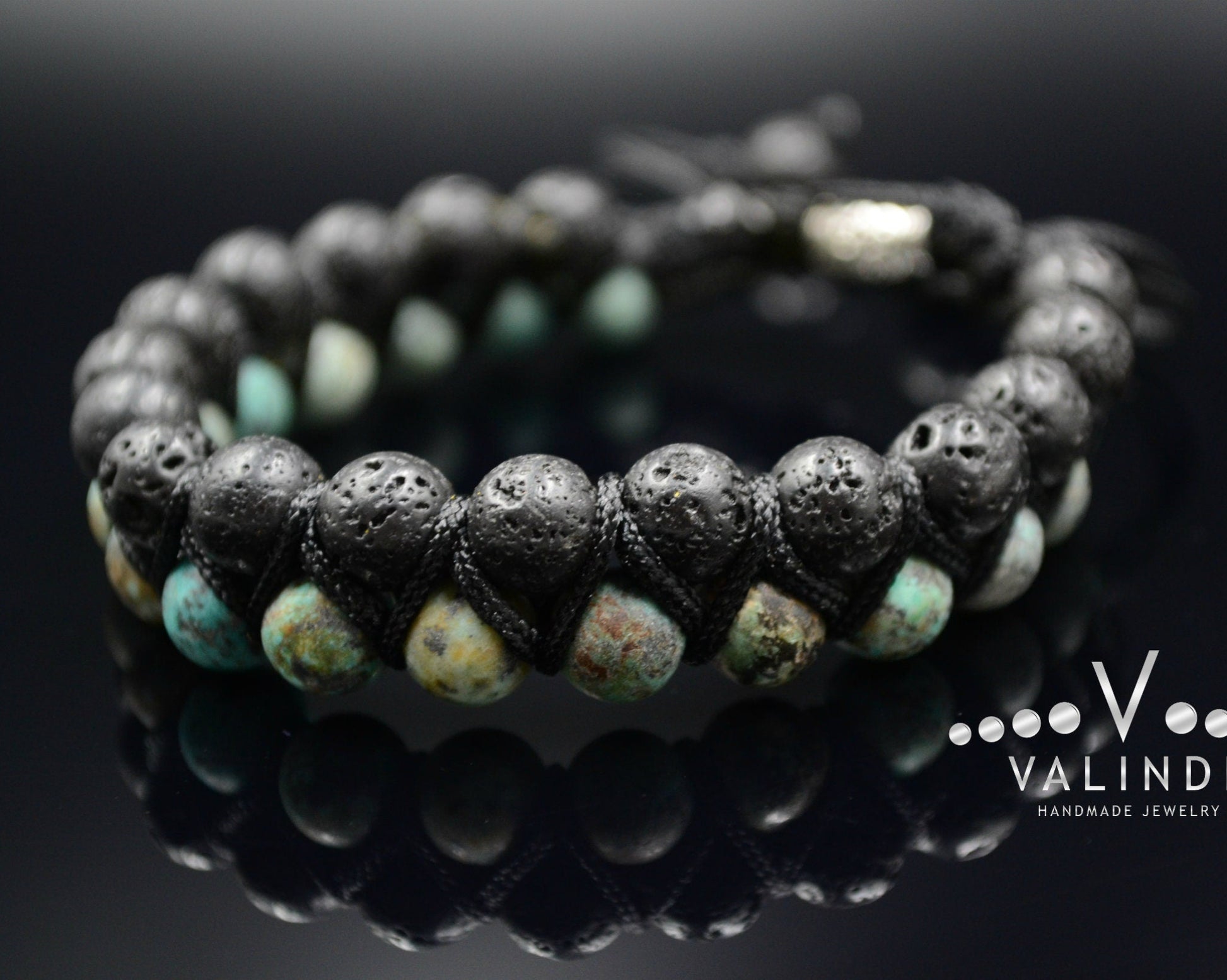 Men's Lava Stone Double Bracelet Turquoise Bracelet Double Row Bracelet Macrame Bracelet Stone Beaded Bracelet Adjustable Bracelet for Men - Shamballa Bracelet - Mantra Bracelet  -  Yoga Bracelet -  Birthstone Bracelet - Gemstone Bracelet Men - Chakra Bracelet - Macrame Bracelet - Healing Bracelet - Gift for Father - Gift For Men - Valinde
