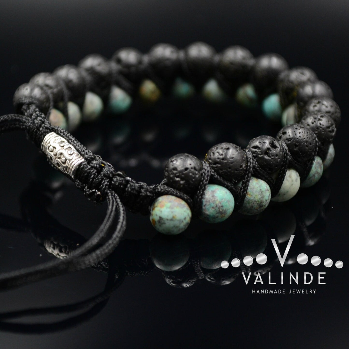 Men's Lava Stone Double Bracelet Turquoise Bracelet Double Row Bracelet Macrame Bracelet Stone Beaded Bracelet Adjustable Bracelet for Men - Shamballa Bracelet - Mantra Bracelet  -  Yoga Bracelet -  Birthstone Bracelet - Gemstone Bracelet Men - Chakra Bracelet - Macrame Bracelet - Healing Bracelet - Gift for Father - Gift For Men - Valinde
