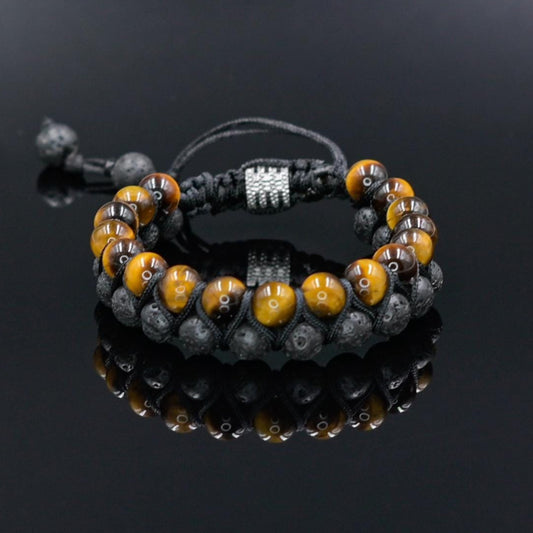 Men's Lava Stone Bracelet Double Row Bracelet Tiger's Eye Bracelet Macrame Bracelet Adjustable Bracelet Gift for Men Tiger Eye Bracelet - Shamballa Bracelet - Mantra Bracelet  -  Yoga Bracelet -  Birthstone Bracelet - Gemstone Bracelet Men - Chakra Bracelet - Macrame Bracelet - Healing Bracelet - Gift for Father - Gift For Men - Valinde
