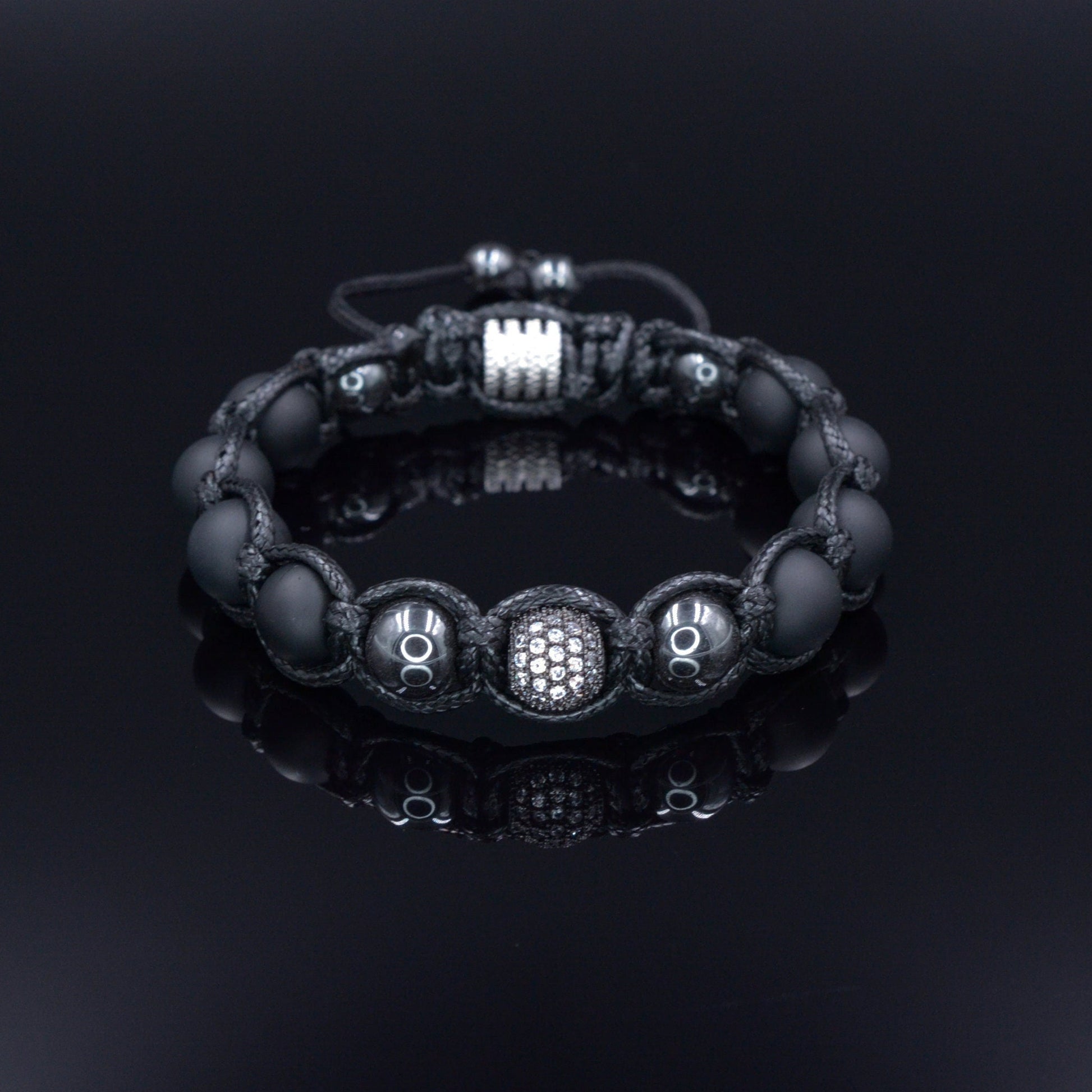 Men's Hematite Beaded Bracelet Cubic Zirconia Bracelet Gift for Men/Him Onyx Bracelet Black Bracelet Gemstone Bracelet Macrame Bracelet    - Shamballa Bracelet - Mantra Bracelet  -  Birthstone Bracelet - Gemstone Bracelet Men - Chakra Bracelet - Macrame Bracelet - Healing Bracelet - Valinde Gift for Men