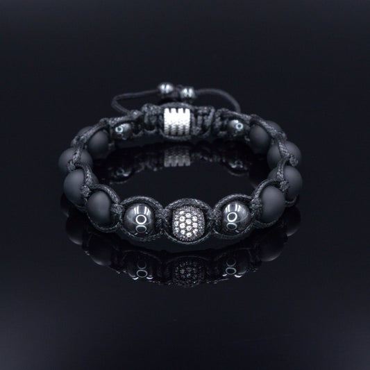 Men's Hematite Beaded Bracelet Cubic Zirconia Bracelet Gift for Men/Him Onyx Bracelet Black Bracelet Gemstone Bracelet Macrame Bracelet    - Shamballa Bracelet - Mantra Bracelet  -  Birthstone Bracelet - Gemstone Bracelet Men - Chakra Bracelet - Macrame Bracelet - Healing Bracelet - Valinde Gift for Men
