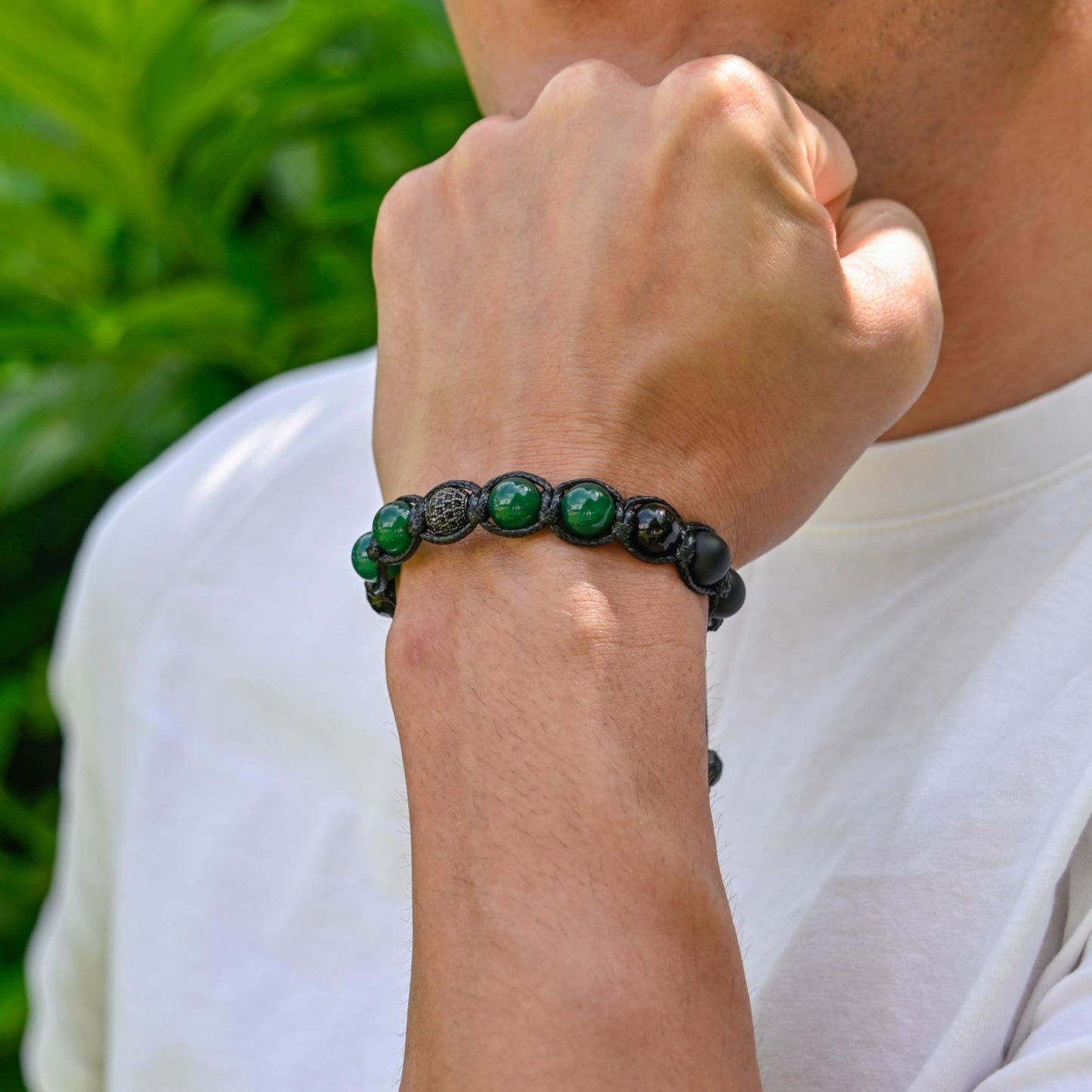 Men's Cubic Zirconia Bead Bracelet Agate Woven Bracelet Crystal Luxury Bracelet Braided Bracelet Gift for Men Adjustable Onyx Bracelet - Shamballa Bracelet - Mantra Bracelet  -  Yoga Bracelet -  Birthstone Bracelet - Gemstone Bracelet Men - Chakra Bracelet - Macrame Bracelet - Healing Bracelet - Gift for Father - Gift For Men - Valinde
