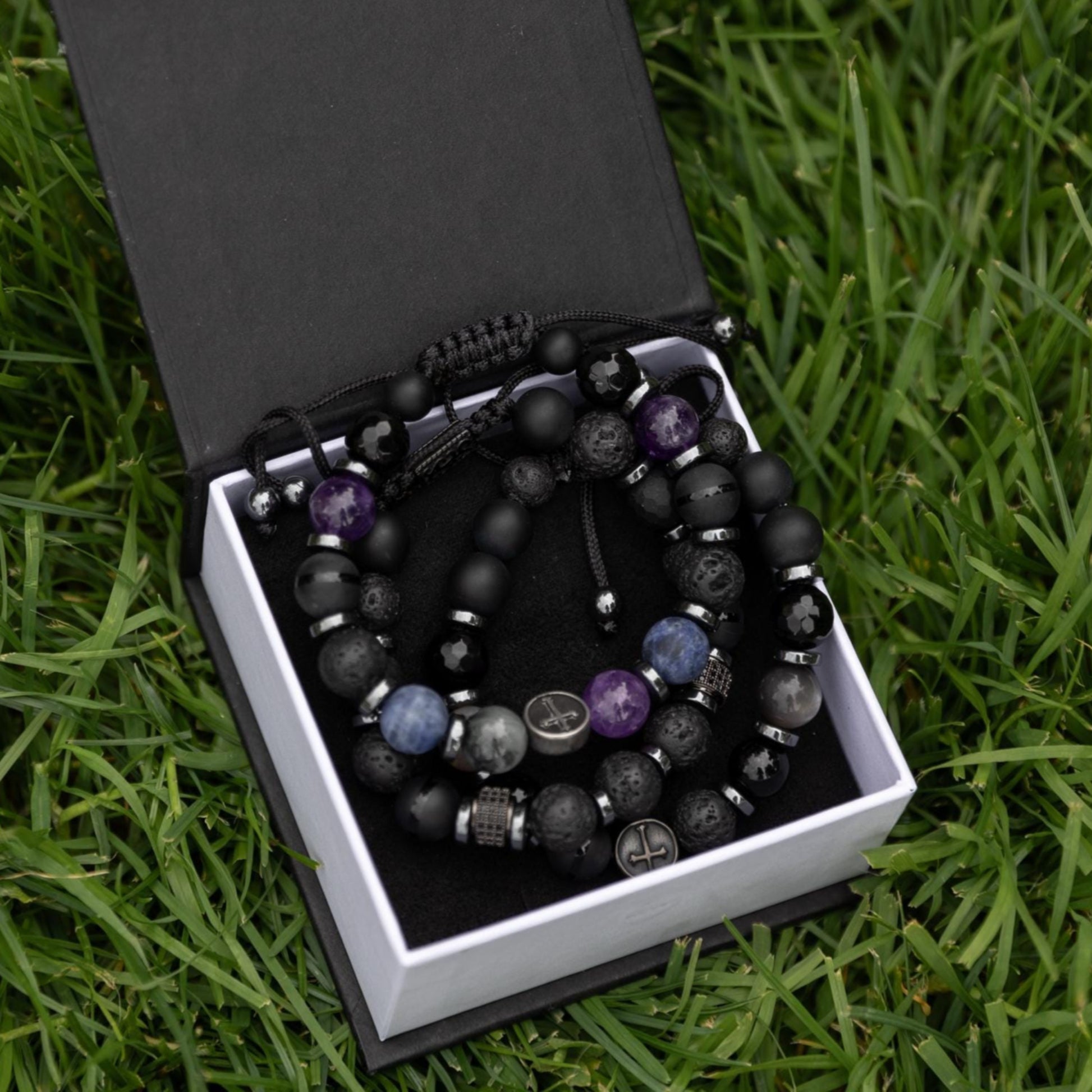 Cross Bead Bracelet Men, Men's Black Onyx Agate Lava Stone Hematite Sunstone Bracelet, Adjustable Bracelet, Gift for Men, Gemstone Bracelet - Shamballa Bracelet - Mantra Bracelet  -  Yoga Bracelet -  Birthstone Bracelet - Gemstone Bracelet Men - Chakra Bracelet - Macrame Bracelet - Healing Bracelet - Gift for Father - Gift For Men - Valinde
