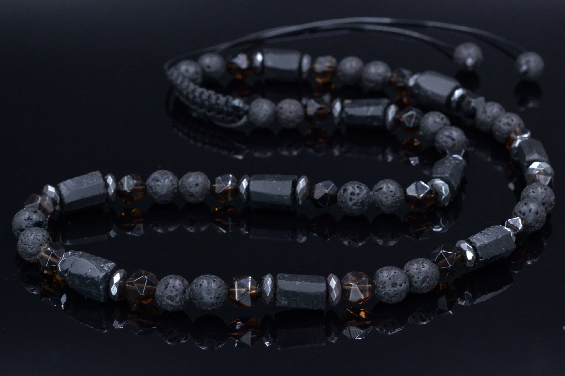 Black Tourmaline Short Necklace / Men's Lava Stone Necklace / Crystal Bead Necklace / Shorl Tourmaline Necklace / Gift for Men /Man Necklace - Shamballa Necklace - Birthstone Necklace - Gemstone Necklace Men - Chakra Necklace - Macrame Necklace  - Healing Necklace - Valinde
