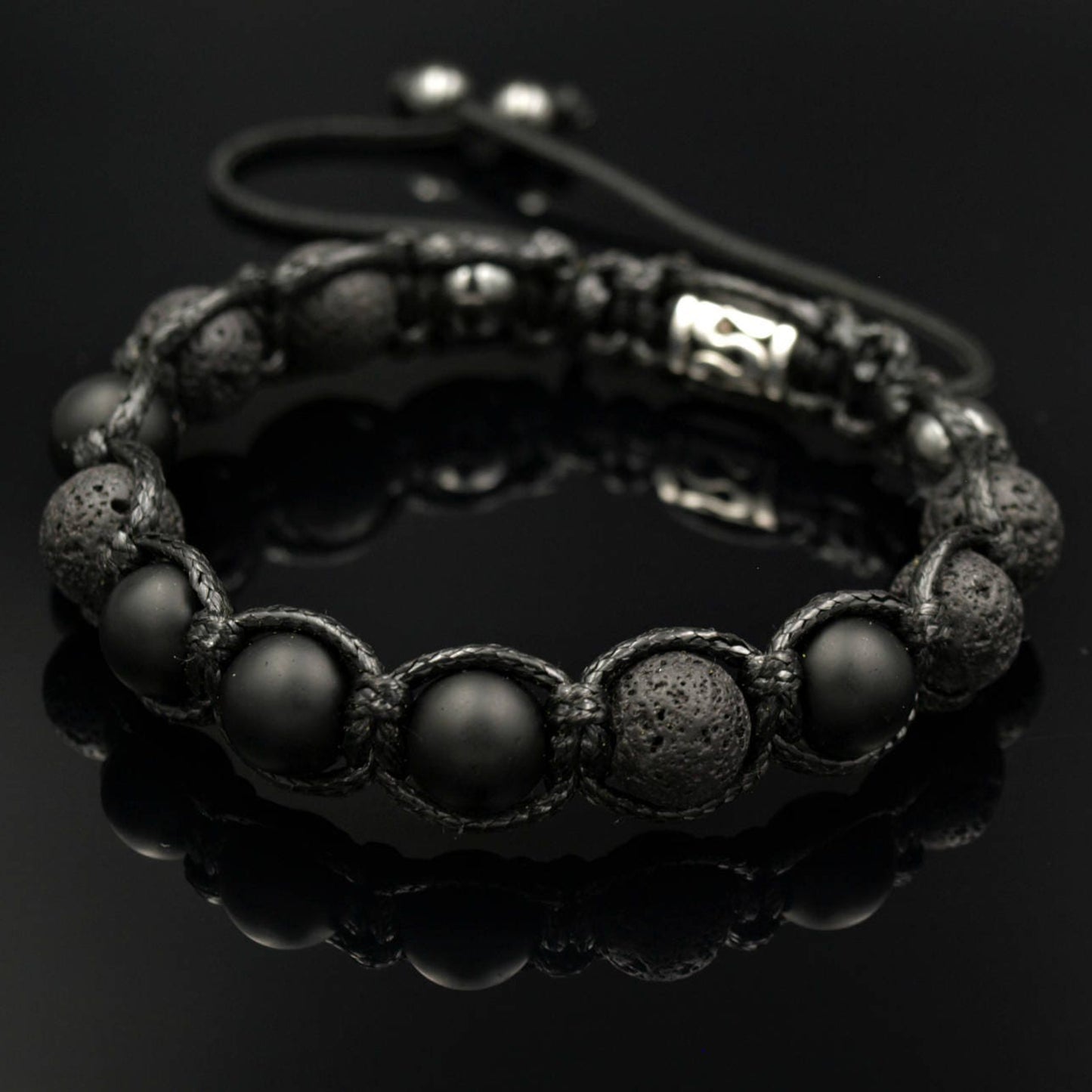 Black Beaded Bracelet Men's Bracelet Lava Stone Bracelet Matte Onyx Bracelet Father's Day Gift Gift for Men Stone Adjustable Bracelet Healing Bracelet Birthstone Bracelet

