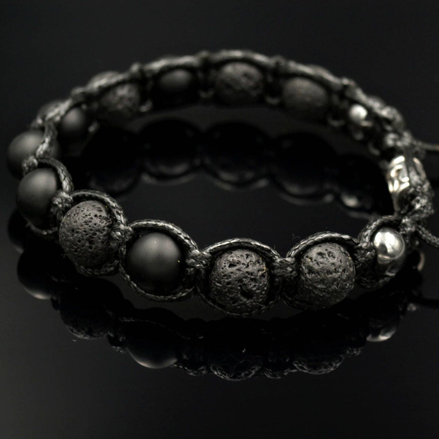 Black Beaded Bracelet Men's Bracelet Lava Stone Bracelet Matte Onyx Bracelet Father's Day Gift Gift for Men Stone Adjustable Bracelet Birthstone Bracelet Healing Bracelet

