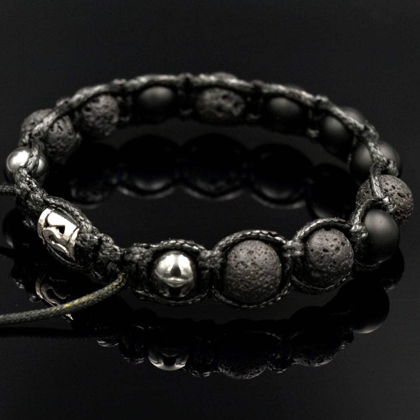 Black Beaded Bracelet Men's Bracelet Lava Stone Bracelet Matte Onyx Bracelet Father's Day Gift Gift for Men Stone Adjustable Bracelet Healing Bracelet  Birthstone Bracelet
