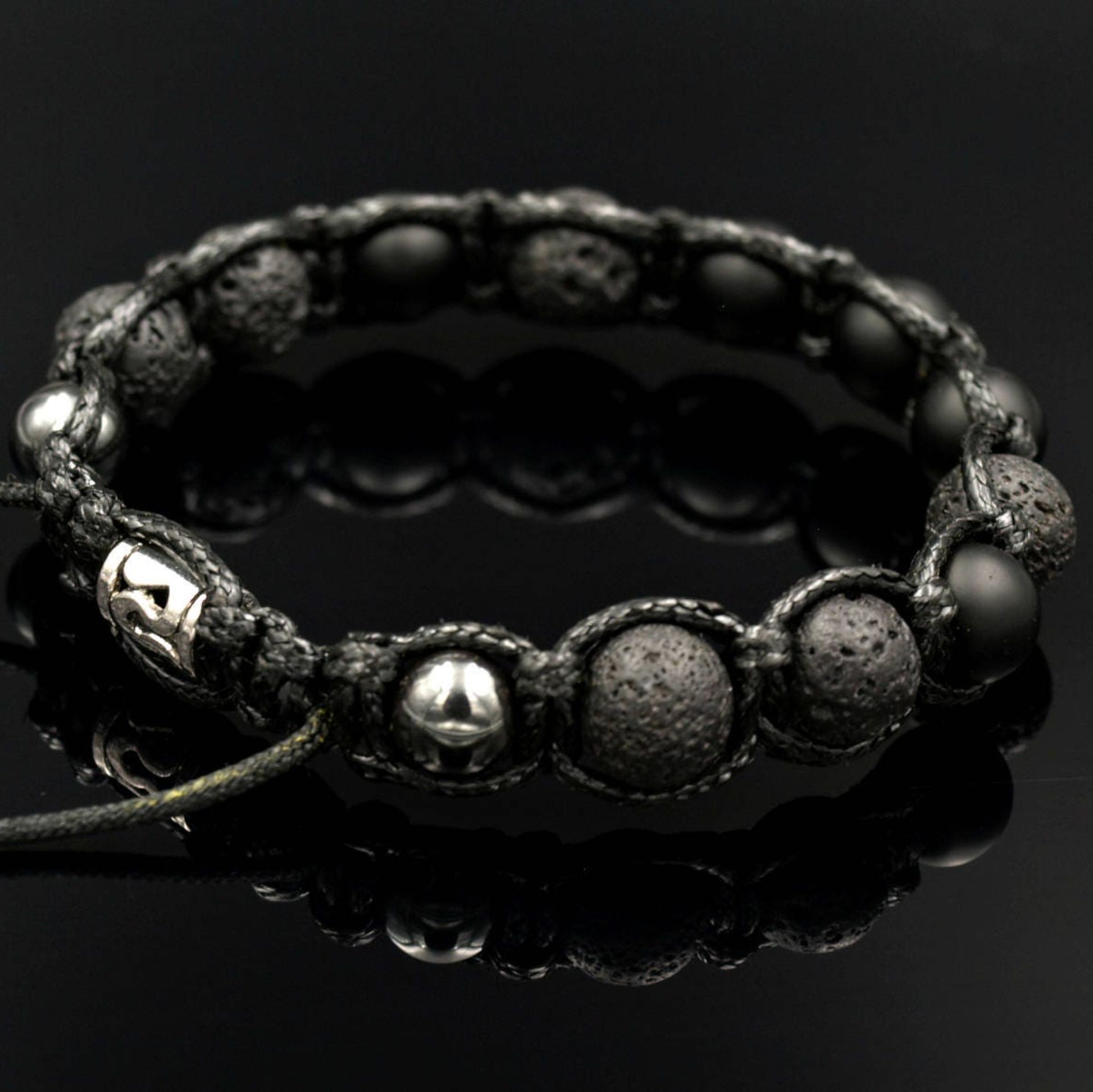 Black Beaded Bracelet Men's Bracelet Lava Stone Bracelet Matte Onyx Bracelet Father's Day Gift Gift for Men Stone Adjustable Bracelet Healing Bracelet  Birthstone Bracelet
