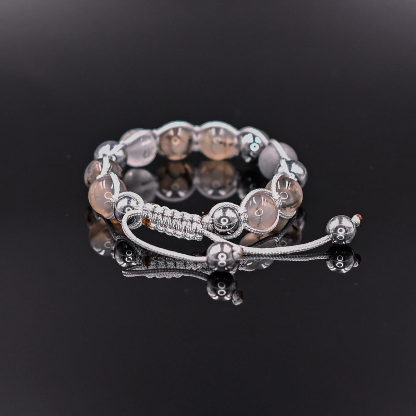 Women's Grey Agate Bracelet Hematite Bracelet Mantra Bracelet Crystal Bracelet Gift for Women Adjustable Macrame Bracelet Beaded Bracelet  -Mantra OM Mani Padme Hum - Shamballa Bracelet - Birthstone Bracelet - Gemstone Bracelet Women - Chakra Bracelet - Macrame Bracelet - Healing Bracelet - Valinde
