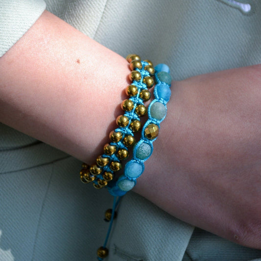 Gold Hematite Bracelet Set for Women Women's Agate Bracelet Gift for Women Adjustable Crystal Bracelet Macrame Bracelet Women's Gift - Shamballa Bracelet - Birthstone Bracelet - Gemstone Bracelet Women - Chakra Bracelet - Macrame Bracelet - Healing Bracelet - Valinde
