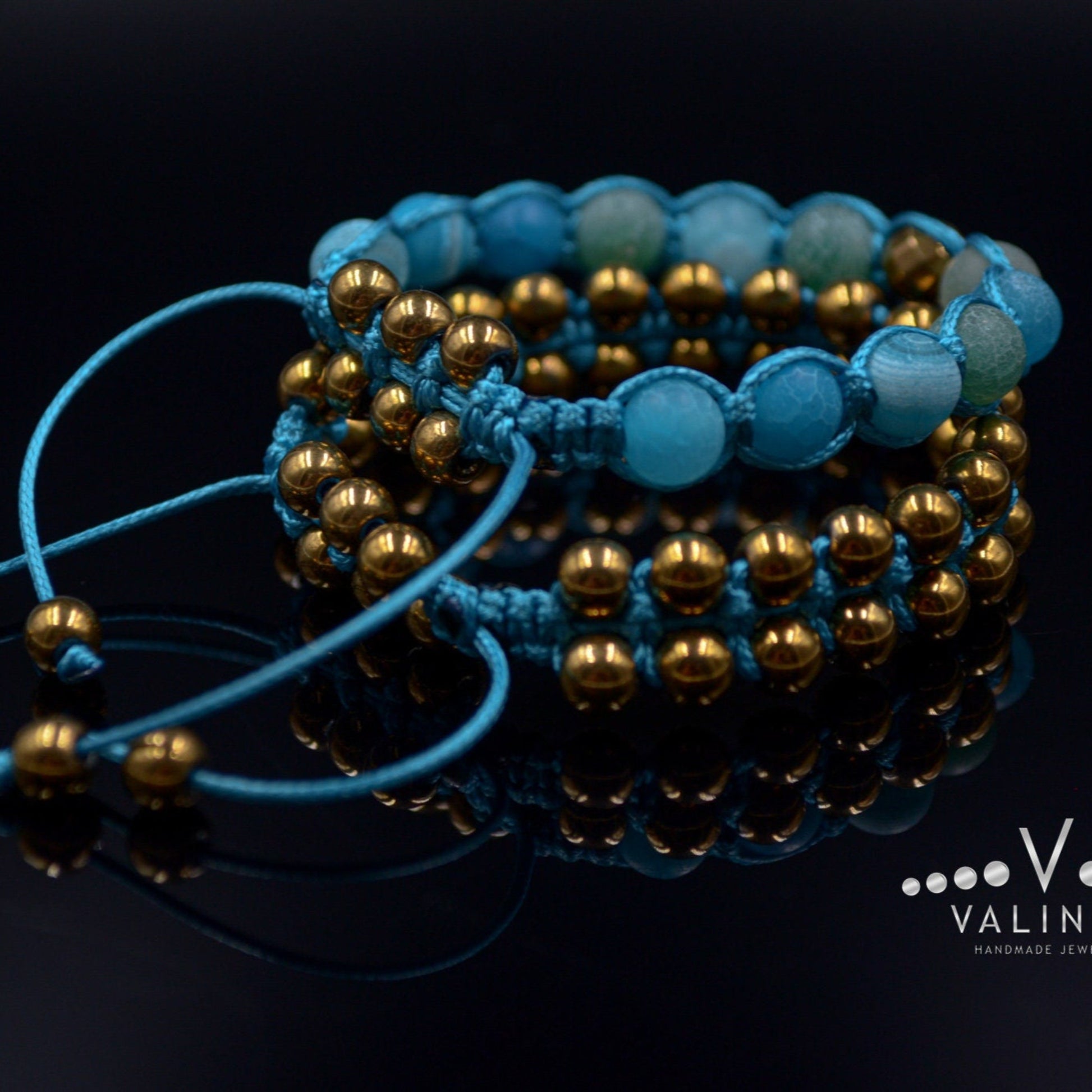 Gold Hematite Bracelet Set for Women Women's Agate Bracelet Gift for Women Adjustable Crystal Bracelet Macrame Bracelet Women's Gift - Shamballa Bracelet - Birthstone Bracelet - Gemstone Bracelet Women - Chakra Bracelet - Macrame Bracelet - Healing Bracelet - Valinde
