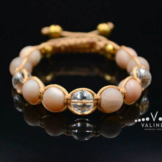 Beige Druzy Achat Armband Damen Bergkristall Armband Perlenarmband Makramee Armband Hämatit Armband Muttertag Geschenk verstellbar - Shamballa Bracelet - Birthstone Bracelet - Yoga Bracelet -  Gemstone Bracelet Women - Chakra Bracelet - Macrame Bracelet - Healing Bracelet - Valinde
