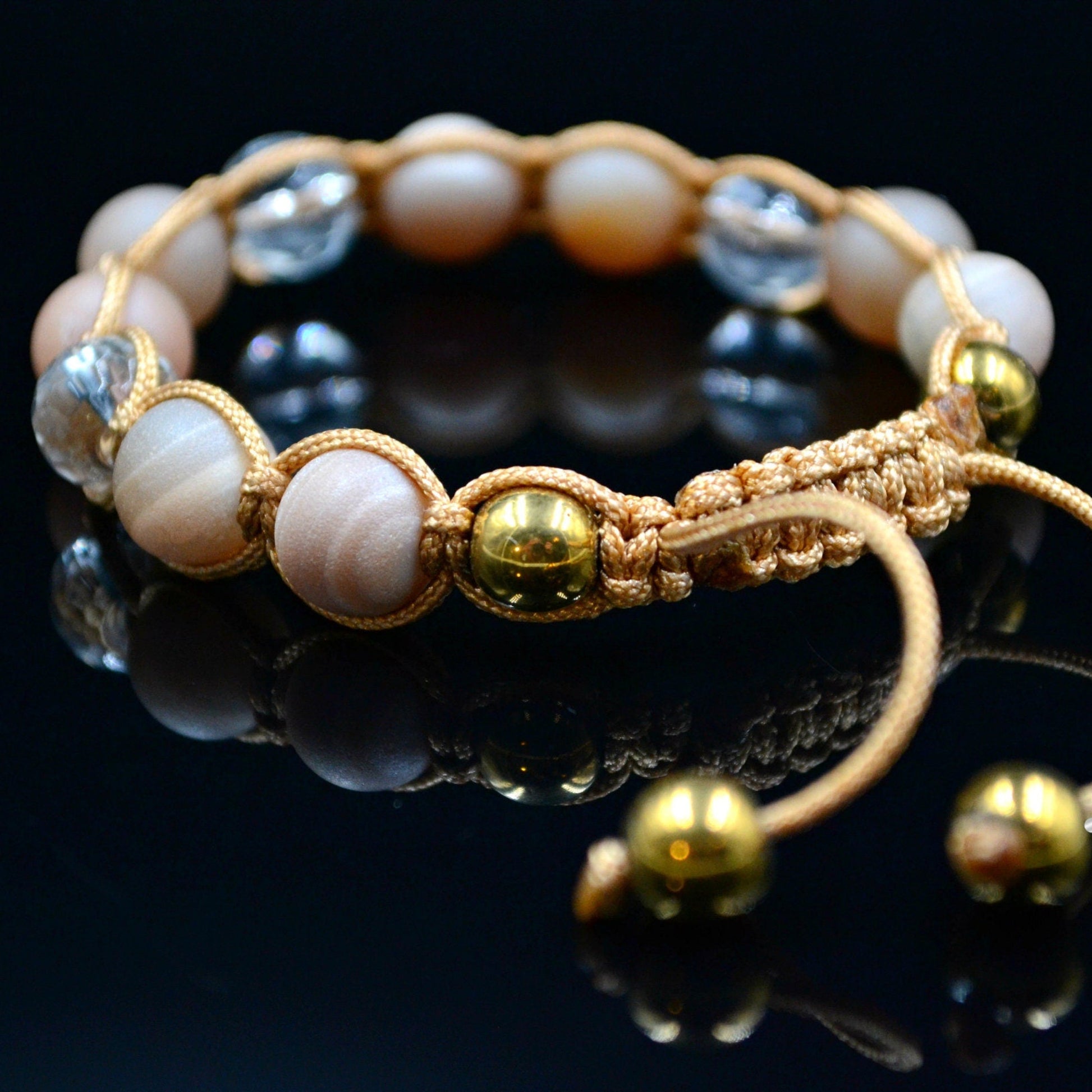 Beige Druzy Achat Armband Damen Bergkristall Armband Perlenarmband Makramee Armband Hämatit Armband Muttertag Geschenk verstellbar - Shamballa Bracelet - Birthstone Bracelet - Yoga Bracelet -  Gemstone Bracelet Women - Chakra Bracelet - Macrame Bracelet - Healing Bracelet - Valinde

