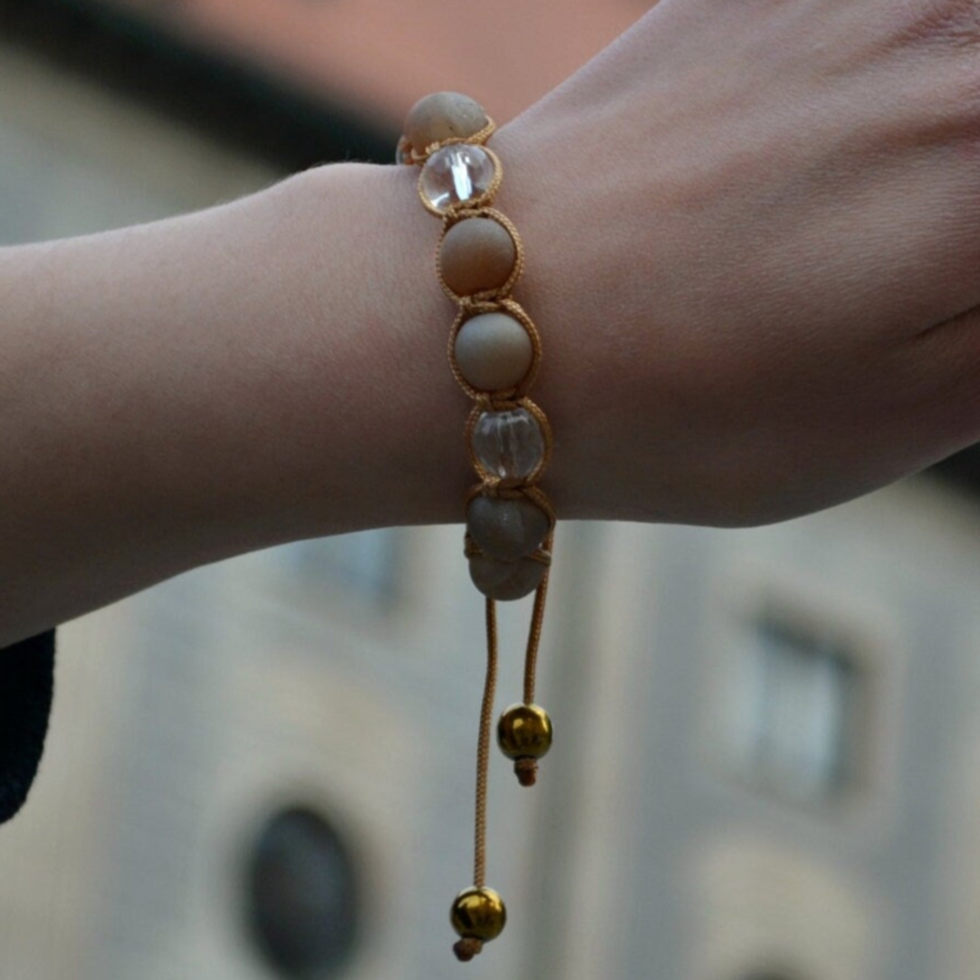 Beige Druzy Achat Armband Damen Bergkristall Armband Perlenarmband Makramee Armband Hämatit Armband Muttertag Geschenk verstellbar - Shamballa Bracelet - Birthstone Bracelet - Yoga Bracelet -  Gemstone Bracelet Women - Chakra Bracelet - Macrame Bracelet - Healing Bracelet - Valinde
