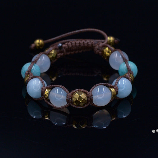 Agate Crystal Bracelet for Women - Women's Amazonite Beads Bracelet - Macrame Adjustable Bracelet - Gift for Women - Mother's Day Gift - Shamballa Bracelet - Birthstone Bracelet - Gemstone Bracelet Men - Chakra Bracelet - Macrame Bracelet - Healing Bracelet - Valinde
