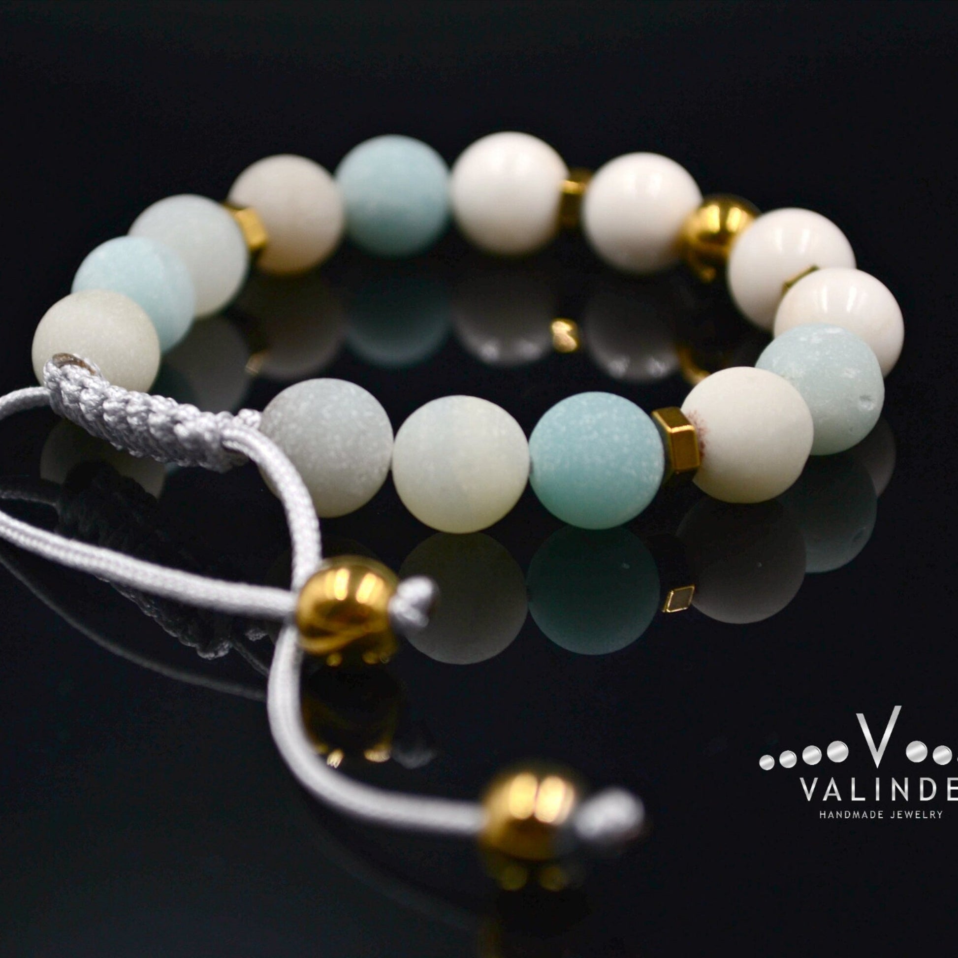 Amazonite Bracelet Women's Coral Bracelet Adjustable Gemstone Bracelet Gold Hematite Bracelet Macrame Bracelet Matte Amazonite Bracelet - Shamballa Bracelet - Birthstone Bracelet - Gemstone Bracelet Men - Chakra Bracelet - Macrame Bracelet - Healing Bracelet - Valinde
