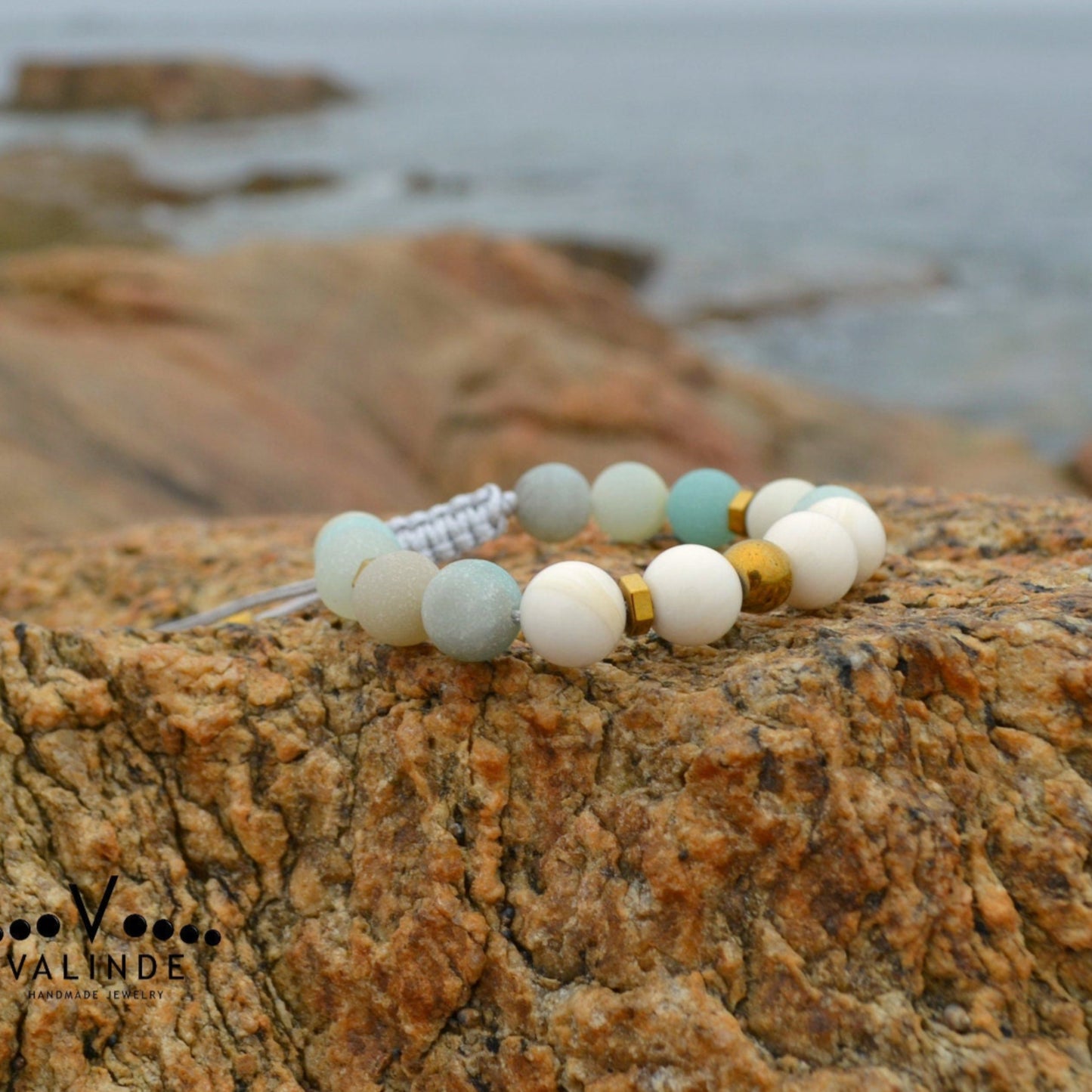 Amazonite Bracelet Women's Coral Bracelet Adjustable Gemstone Bracelet Gold Hematite Bracelet Macrame Bracelet Matte Amazonite Bracelet - Shamballa Bracelet - Birthstone Bracelet - Gemstone Bracelet Men - Chakra Bracelet - Macrame Bracelet - Healing Bracelet - Valinde
