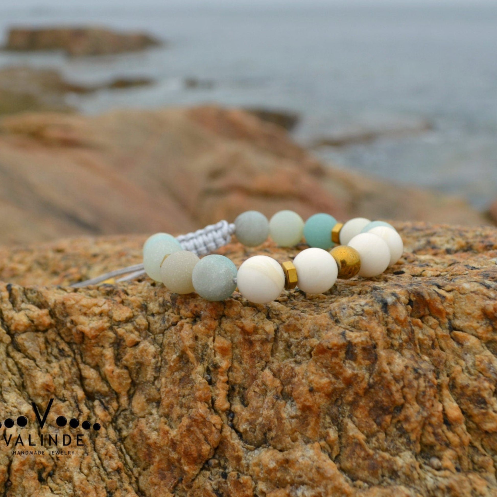 Amazonite Bracelet Women's Coral Bracelet Adjustable Gemstone Bracelet Gold Hematite Bracelet Macrame Bracelet Matte Amazonite Bracelet - Shamballa Bracelet - Birthstone Bracelet - Gemstone Bracelet Men - Chakra Bracelet - Macrame Bracelet - Healing Bracelet - Valinde
