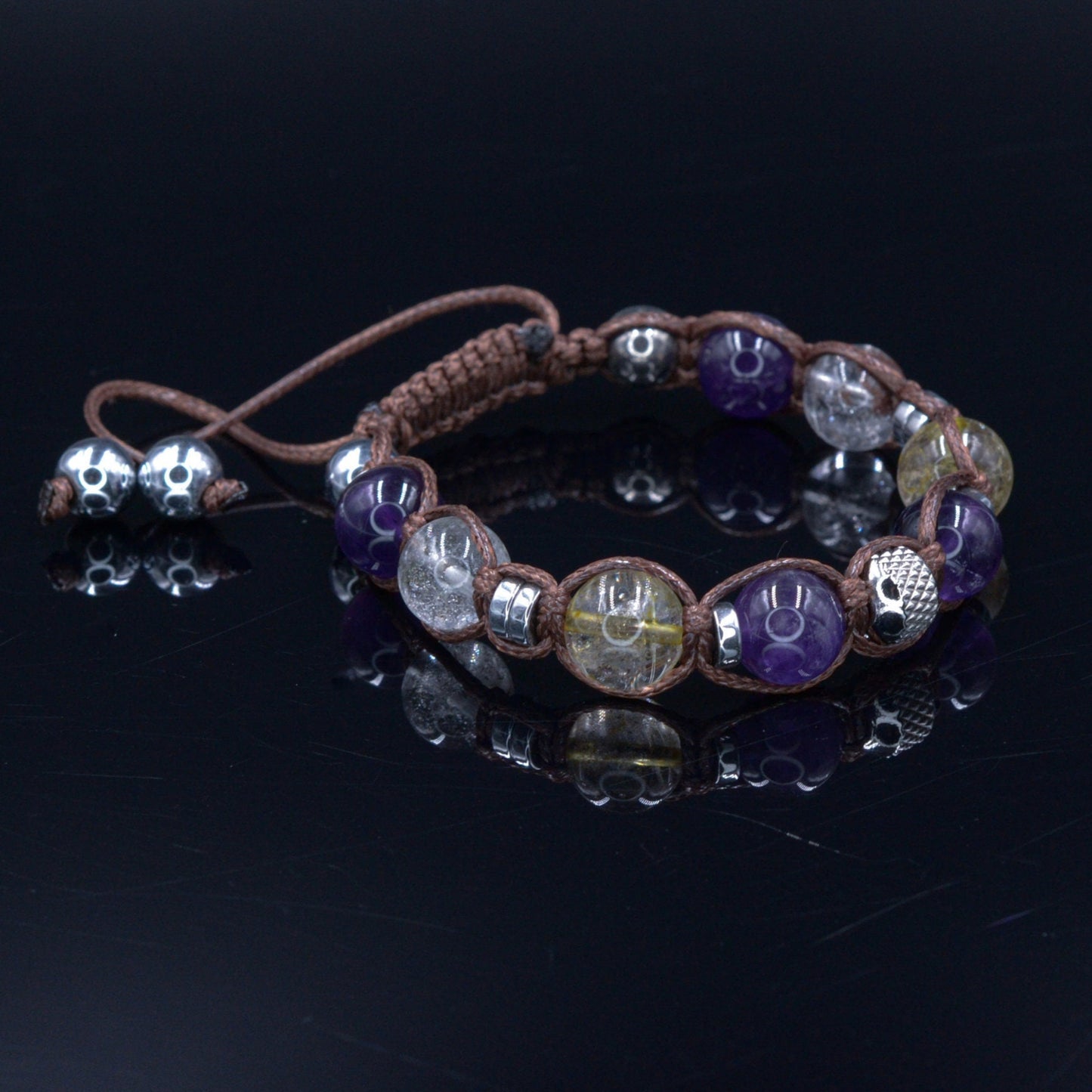 Women's Amethyst Bracelet - Quartz Crystal Beaded Bracelet - Gift for Woman - Adjustable Macrame Bracelet - Mother's Day Gift - Women's Gift- Shamballa Bracelet - Birthstone Bracelet - Gemstone Bracelet Men - Chakra Bracelet - Macrame Bracelet - Healing Bracelet - Valinde
