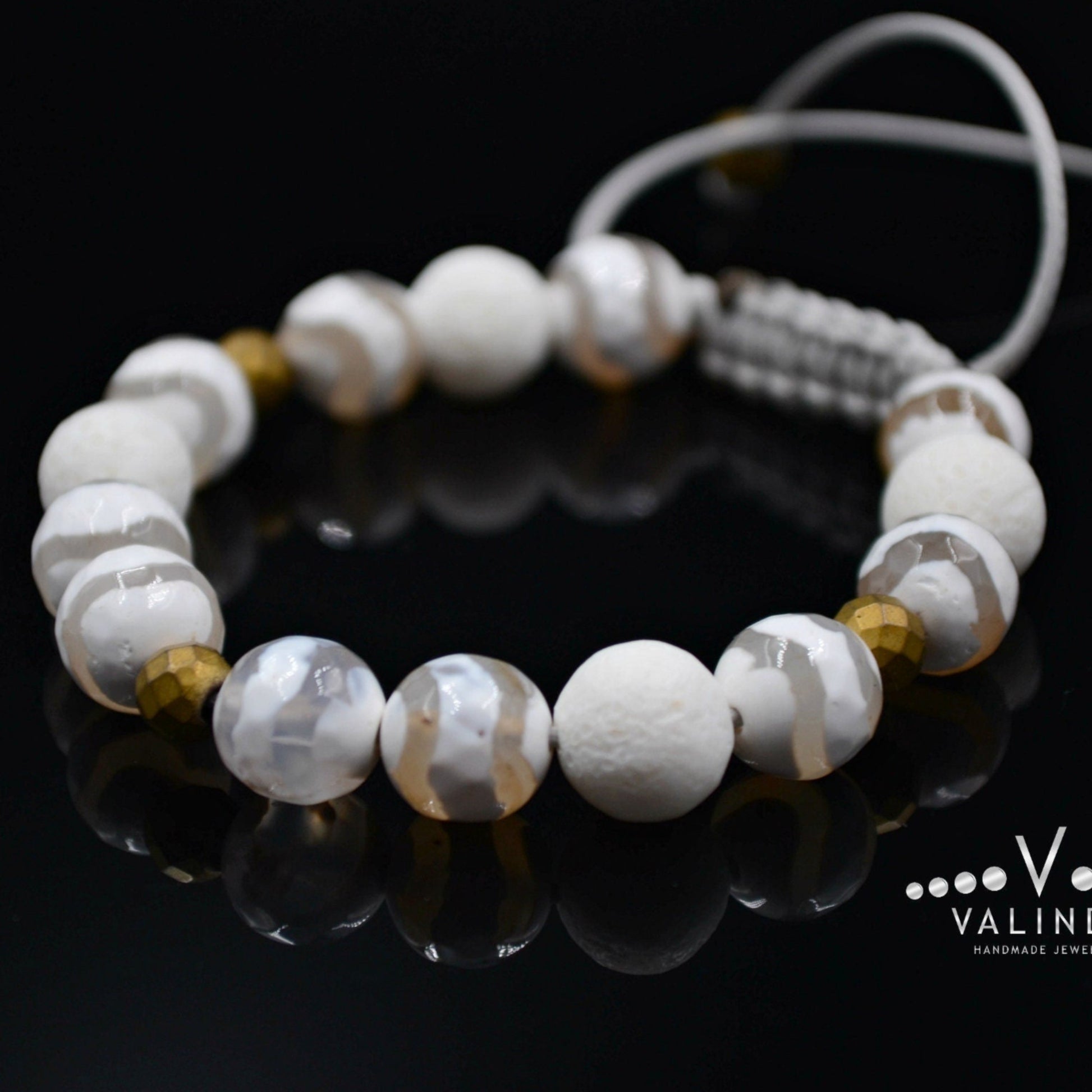 White Coral Beaded Bracelet Women's Agate Bracelet Macrame Bracelet Gift for Woman Everyday Bracelet Crystal Bracelet Hematite Bracelet - Shamballa Bracelet - Birthstone Bracelet - Gemstone Bracelet Men - Chakra Bracelet - Macrame Bracelet - Healing Bracelet - Valinde
