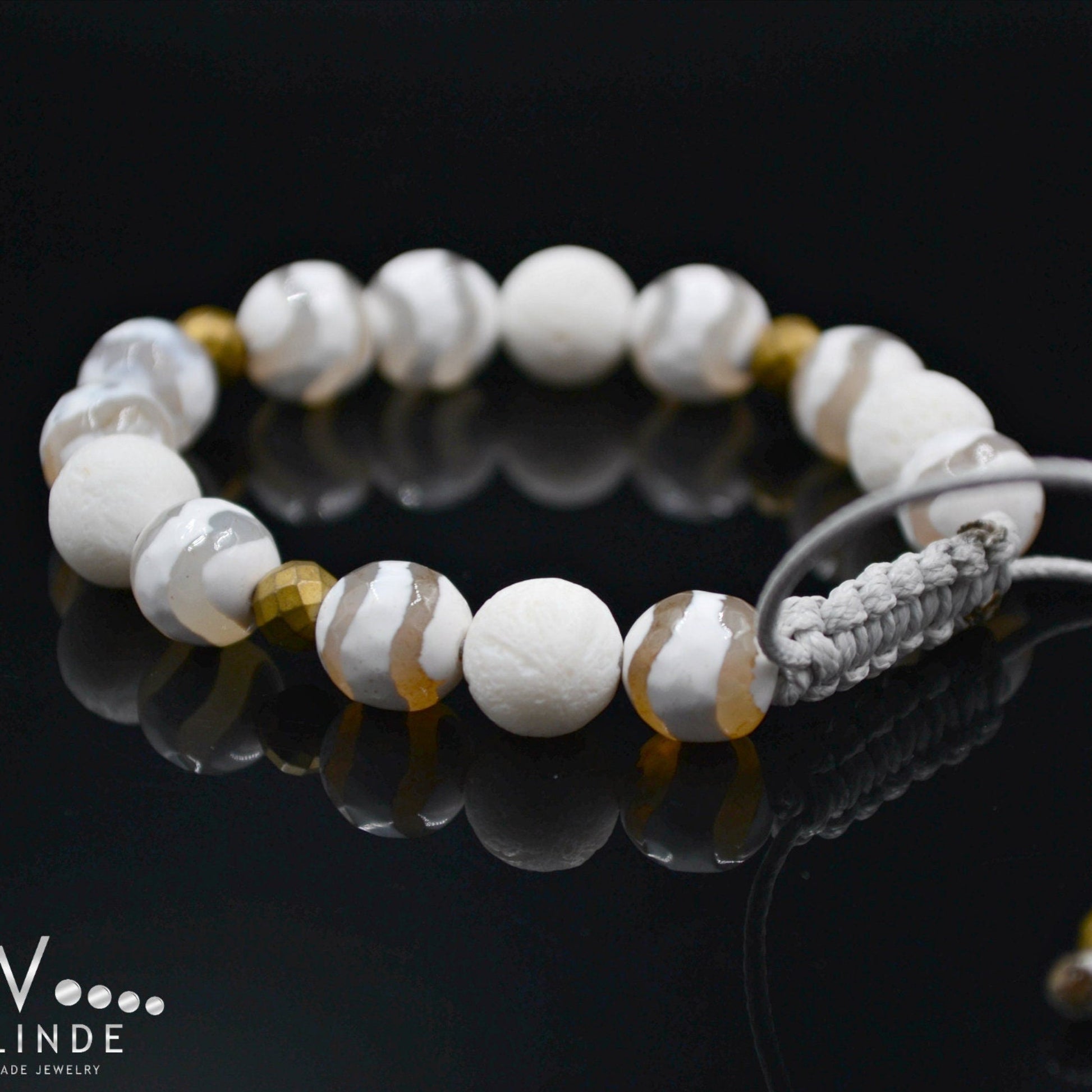 White Coral Beaded Bracelet Women's Agate Bracelet Macrame Bracelet Gift for Woman Everyday Bracelet Crystal Bracelet Hematite Bracelet - Shamballa Bracelet - Birthstone Bracelet - Gemstone Bracelet Men - Chakra Bracelet - Macrame Bracelet - Healing Bracelet - Valinde
