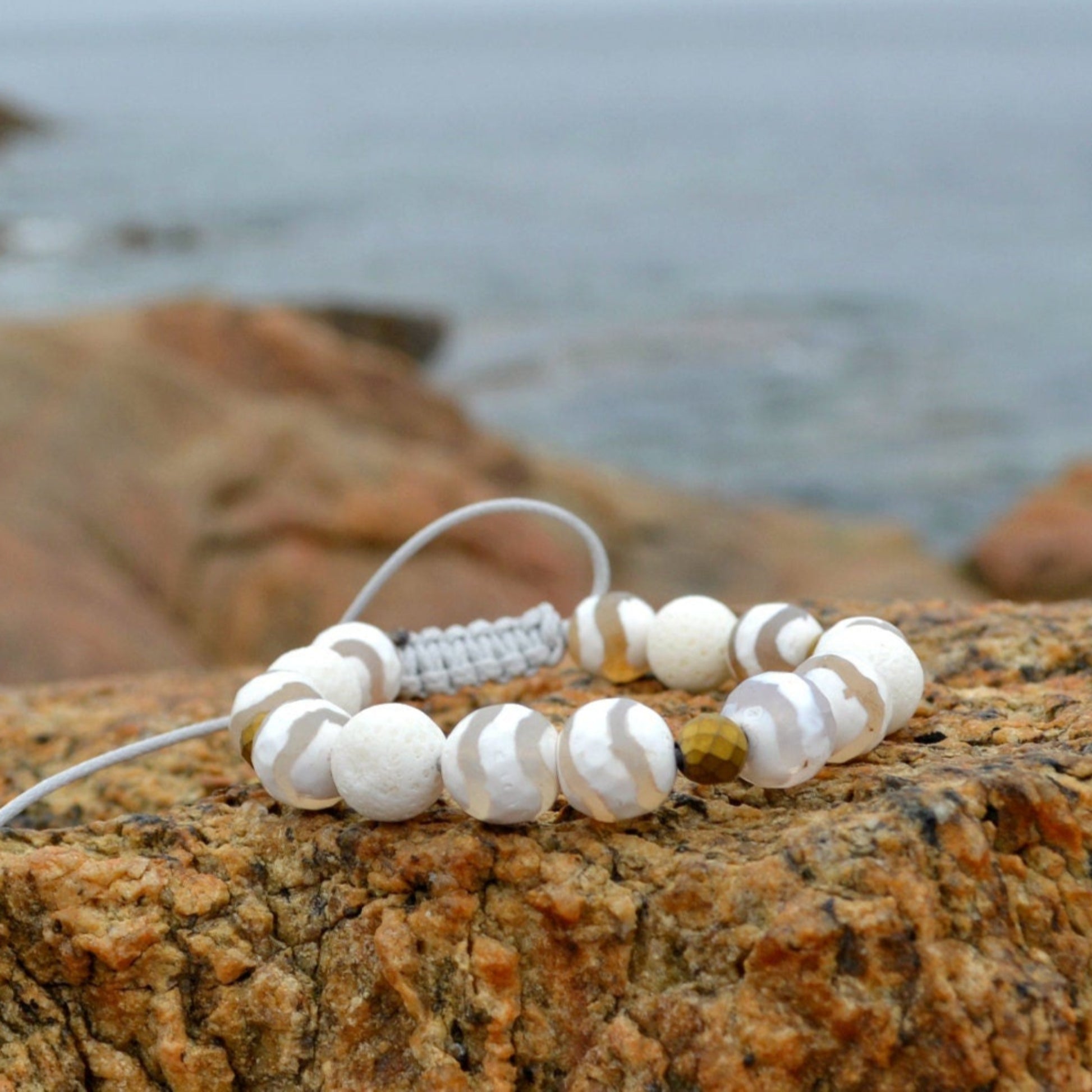 White Coral Beaded Bracelet Women's Agate Bracelet Macrame Bracelet Gift for Woman Everyday Bracelet Crystal Bracelet Hematite Bracelet - Shamballa Bracelet - Birthstone Bracelet - Gemstone Bracelet Men - Chakra Bracelet - Macrame Bracelet - Healing Bracelet - Valinde
