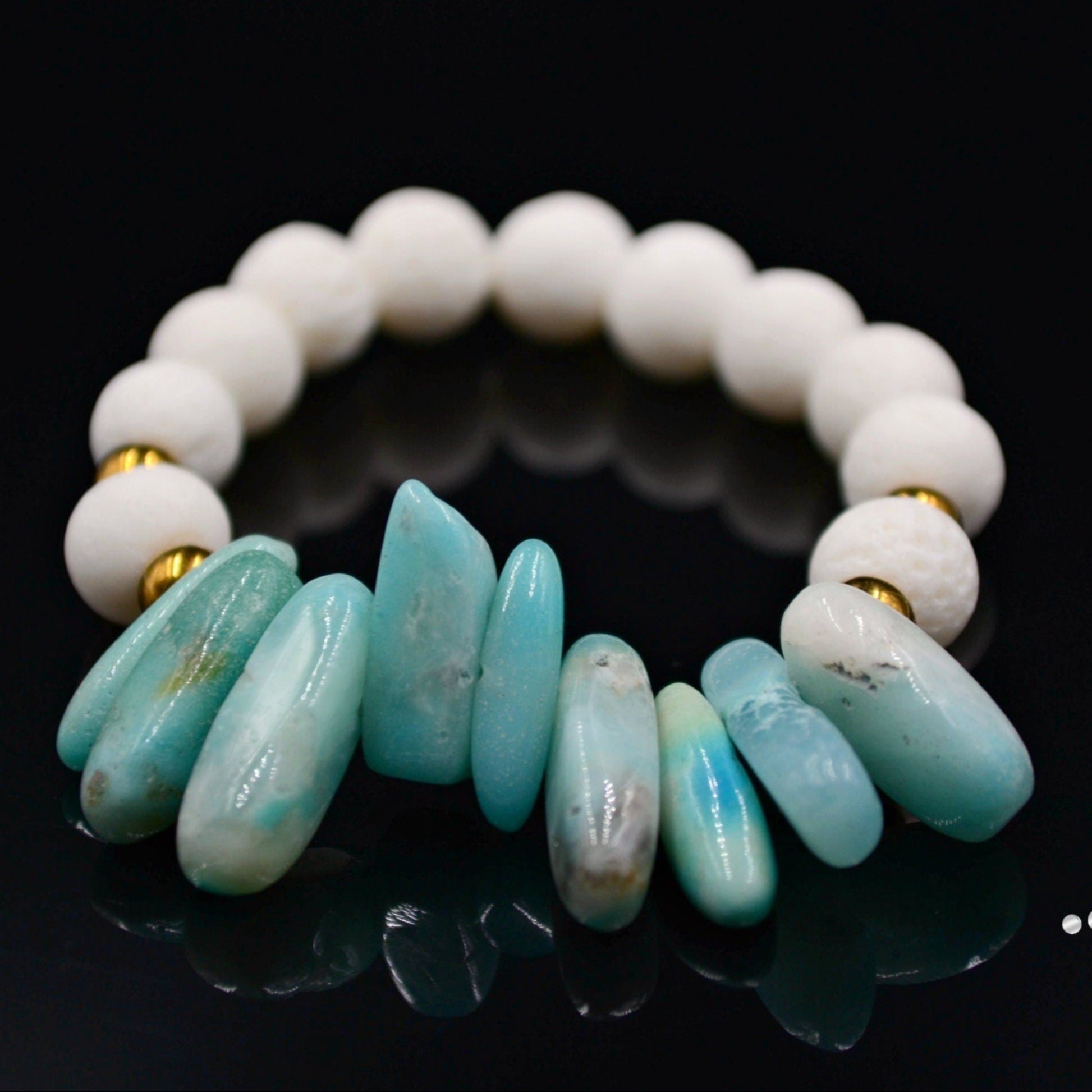 Amazonite Stretch Bracelet White Coral Bracelet Gemstone Beaded Bracelet Hematite Bracelet Gift for Woman Elastic Bracelet Summer Bracelet - Shamballa Bracelet - Birthstone Bracelet - Gemstone Bracelet Men - Chakra Bracelet - Macrame Bracelet - Healing Bracelet - Valinde
