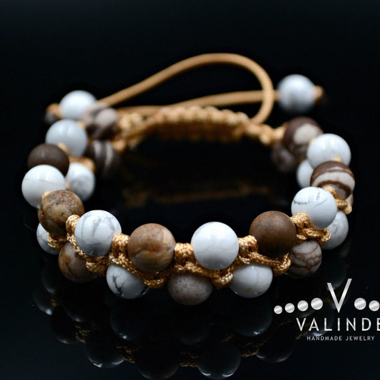 Women's Double Row Bracelet / Howlite Bracelet / Jasper Bracelet / Macrame Bracelet / Woman Bracelet / Gift for Women / Adjustable Bracelet - Shamballa Bracelet - Birthstone Bracelet - Gemstone Bracelet Men - Chakra Bracelet - Macrame Bracelet - Healing Bracelet - Valinde - Shamballa Bracelet - Birthstone Bracelet - Gemstone Bracelet Men - Chakra Bracelet - Macrame Bracelet - Healing Bracelet - Valinde