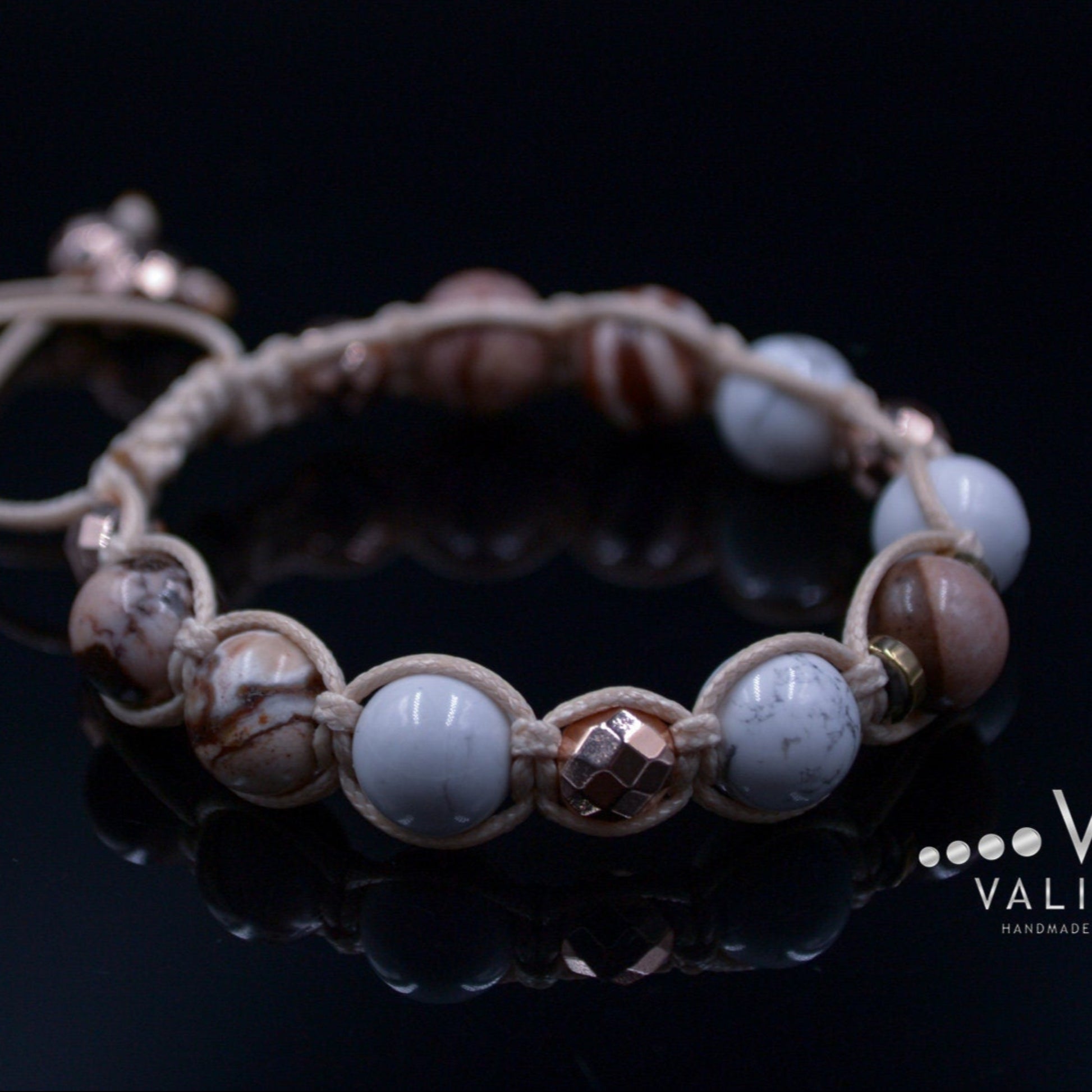 White Howlite Bracelet for Women Women's Jasper Bracelet Macrame Hematite Beaded Bracelet Gift for Woman Adjustable Crystal Bracelet - Shamballa Bracelet - Birthstone Bracelet - Gemstone Bracelet Men - Chakra Bracelet - Macrame Bracelet - Healing Bracelet - Valinde
