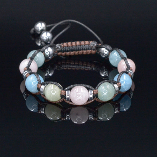 Echtes Morganit Kristall Armband, Frauen Morganit Quarz Hämatit Perlen Armband, Jahrestag Geschenk für Frau, Verstellbare Stein Armband - Shamballa Bracelet - Birthstone Bracelet - Gemstone Bracelet Men - Chakra Bracelet - Macrame Bracelet - Healing Bracelet - Valinde
