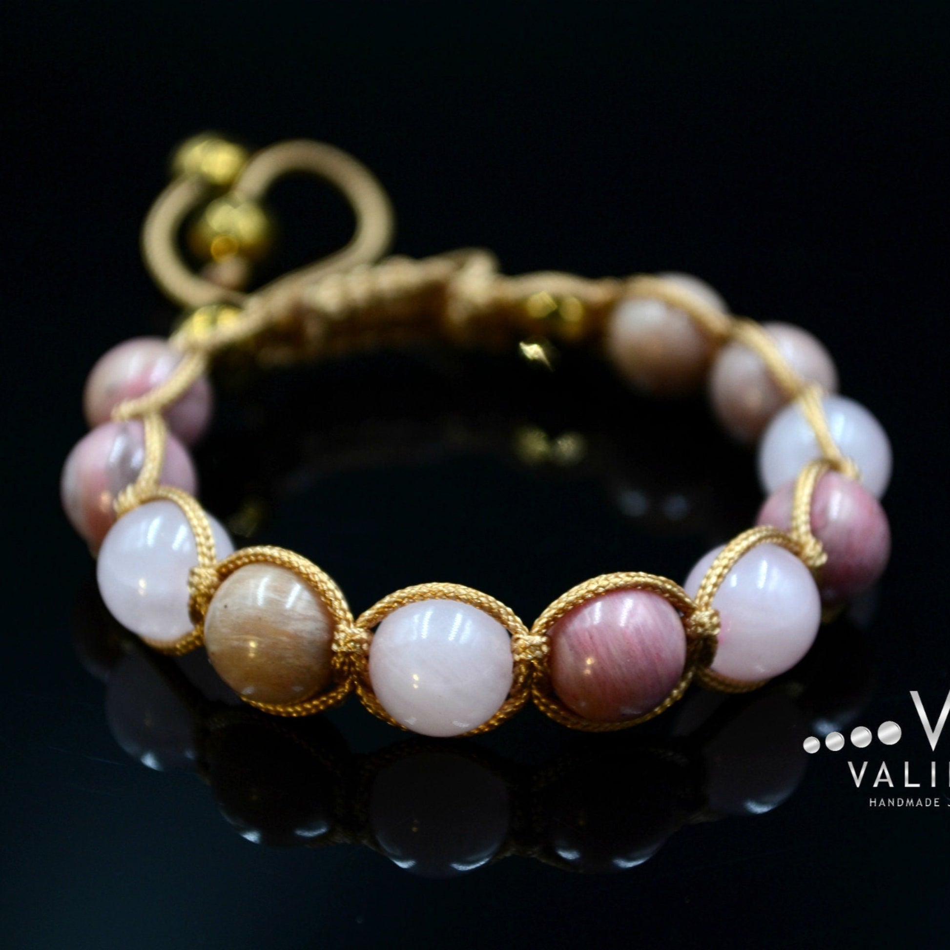 Women's Rose Quartz Macrame Bracelet Pink Rhodonite Bracelet Hematite Bracelet Crystal Bracelet Gift for Women Mother's Day Gift - Shamballa Bracelet - Birthstone Bracelet - Yoga Bracelet -  Gemstone Bracelet Women - Chakra Bracelet - Macrame Bracelet - Healing Bracelet - Valinde
