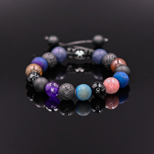 Women's Mix Gemstones Bracelet Beaded Bracelet Druzy Agate Bracelet Lava Stone Bracelet Gift For Her Adjustable Macrame Bracelet - Shamballa Bracelet - Birthstone Bracelet - Yoga Bracelet -  Gemstone Bracelet Women - Chakra Bracelet - Macrame Bracelet - Healing Bracelet - Valinde
