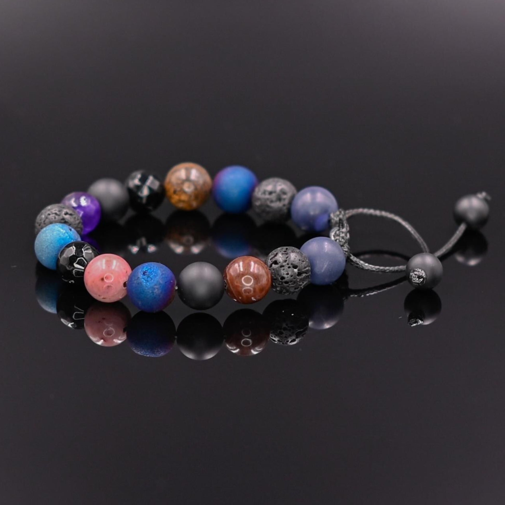 Women's Mix Gemstones Bracelet Beaded Bracelet Druzy Agate Bracelet Lava Stone Bracelet Gift For Her Adjustable Macrame Bracelet - Shamballa Bracelet - Birthstone Bracelet - Yoga Bracelet -  Gemstone Bracelet Women - Chakra Bracelet - Macrame Bracelet - Healing Bracelet - Valinde
