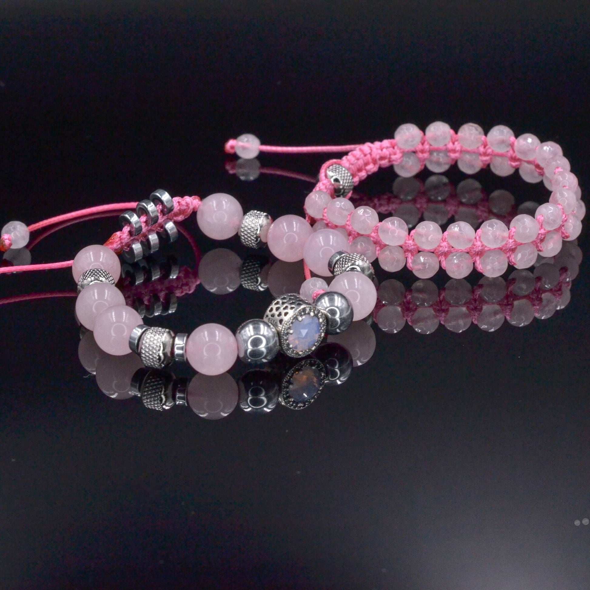 Women's Rose Quartz Hematite Bracelet Set, Double Row Bracelet, 925 Silver Bead Bracelet, Gift for Woman, Adjustable Macrame Bracelet - Shamballa Bracelet - Birthstone Bracelet - Gemstone Bracelet Men - Chakra Bracelet - Macrame Bracelet - Healing Bracelet - Valinde - Shamballa Bracelet - Birthstone Bracelet - Gemstone Bracelet Men - Chakra Bracelet - Macrame Bracelet - Healing Bracelet - Valinde
