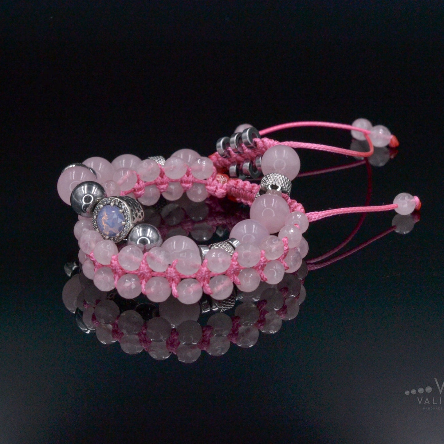 Women's Rose Quartz Hematite Bracelet Set, Double Row Bracelet, 925 Silver Bead Bracelet, Gift for Woman, Adjustable Macrame Bracelet - Shamballa Bracelet - Birthstone Bracelet - Gemstone Bracelet Men - Chakra Bracelet - Macrame Bracelet - Healing Bracelet - Valinde - Shamballa Bracelet - Birthstone Bracelet - Gemstone Bracelet Men - Chakra Bracelet - Macrame Bracelet - Healing Bracelet - Valinde
