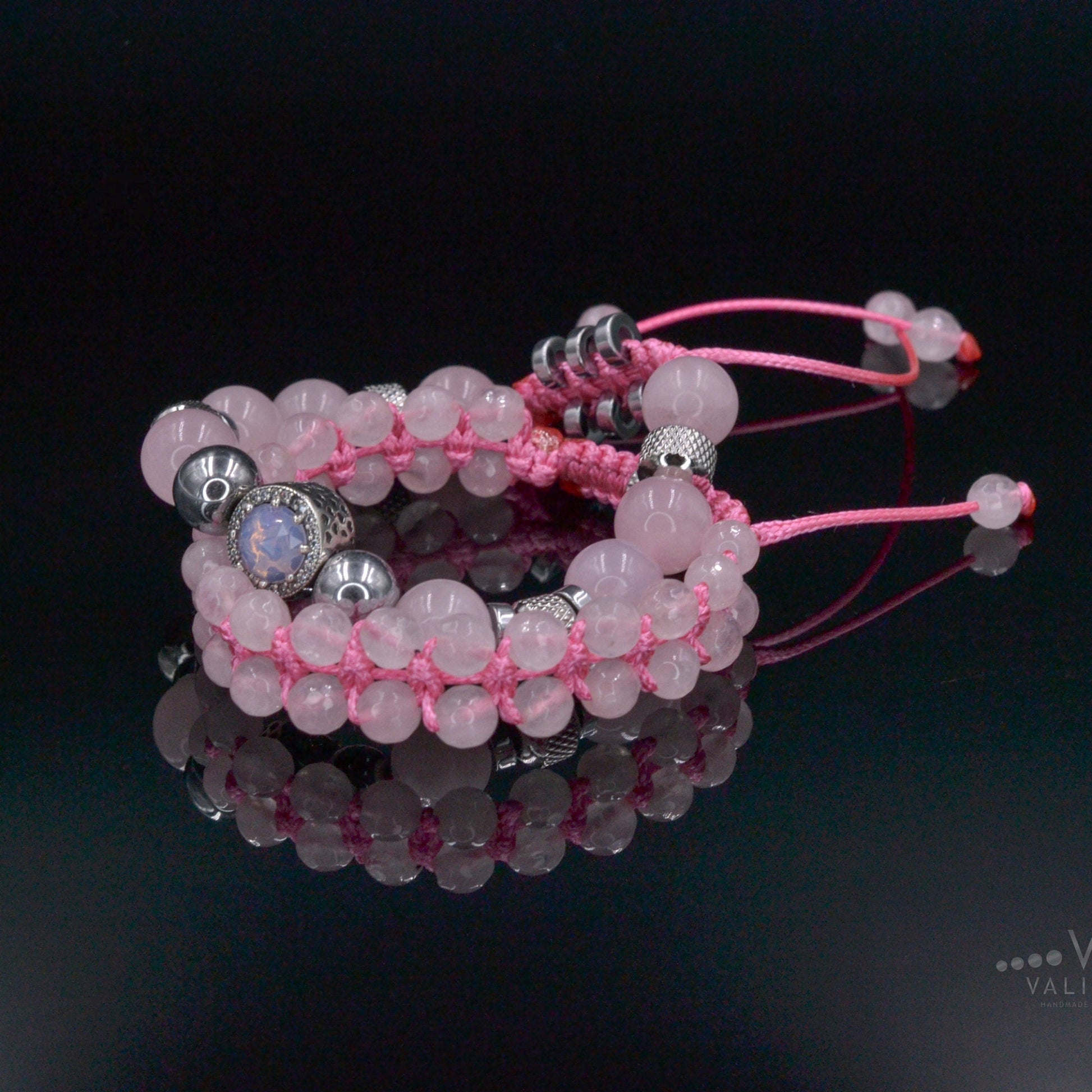 Women's Rose Quartz Hematite Bracelet Set, Double Row Bracelet, 925 Silver Bead Bracelet, Gift for Woman, Adjustable Macrame Bracelet - Shamballa Bracelet - Birthstone Bracelet - Gemstone Bracelet Men - Chakra Bracelet - Macrame Bracelet - Healing Bracelet - Valinde - Shamballa Bracelet - Birthstone Bracelet - Gemstone Bracelet Men - Chakra Bracelet - Macrame Bracelet - Healing Bracelet - Valinde
