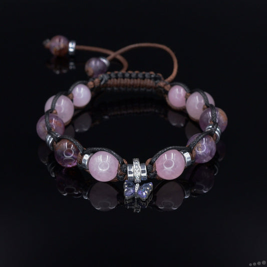 Butterfly Silver Charm Bracelet - Women's Crystal Beaded Bracelet - Auralite Bracelet - Gift for Women - Adjustable Macrame Bracelet- Shamballa Bracelet - Birthstone Bracelet - Gemstone Bracelet Men - Chakra Bracelet - Macrame Bracelet - Healing Bracelet - Valinde - Shamballa Bracelet - Birthstone Bracelet - Gemstone Bracelet Men - Chakra Bracelet - Macrame Bracelet - Healing Bracelet - Valinde