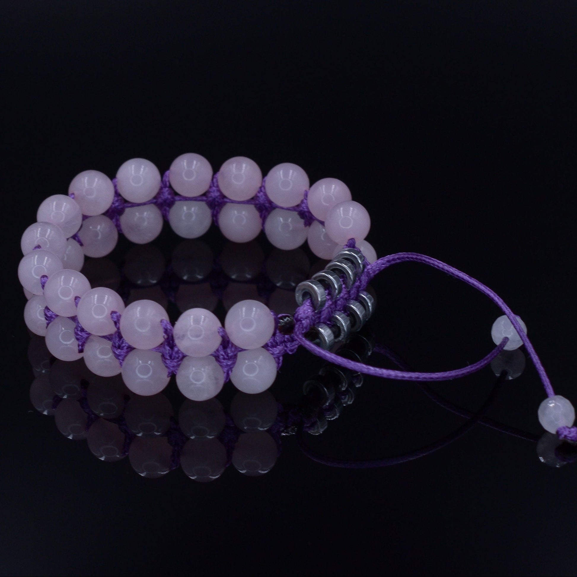 Damen Rosenquarz Armband Set - 925 Sterling Silber Krabben Armband - Geschenk für Frauen - Verstellbares Makramee Armband - Hämatit Armband - Shamballa Bracelet - Birthstone Bracelet - Gemstone Bracelet Men - Chakra Bracelet - Macrame Bracelet - Healing Bracelet - Valinde
