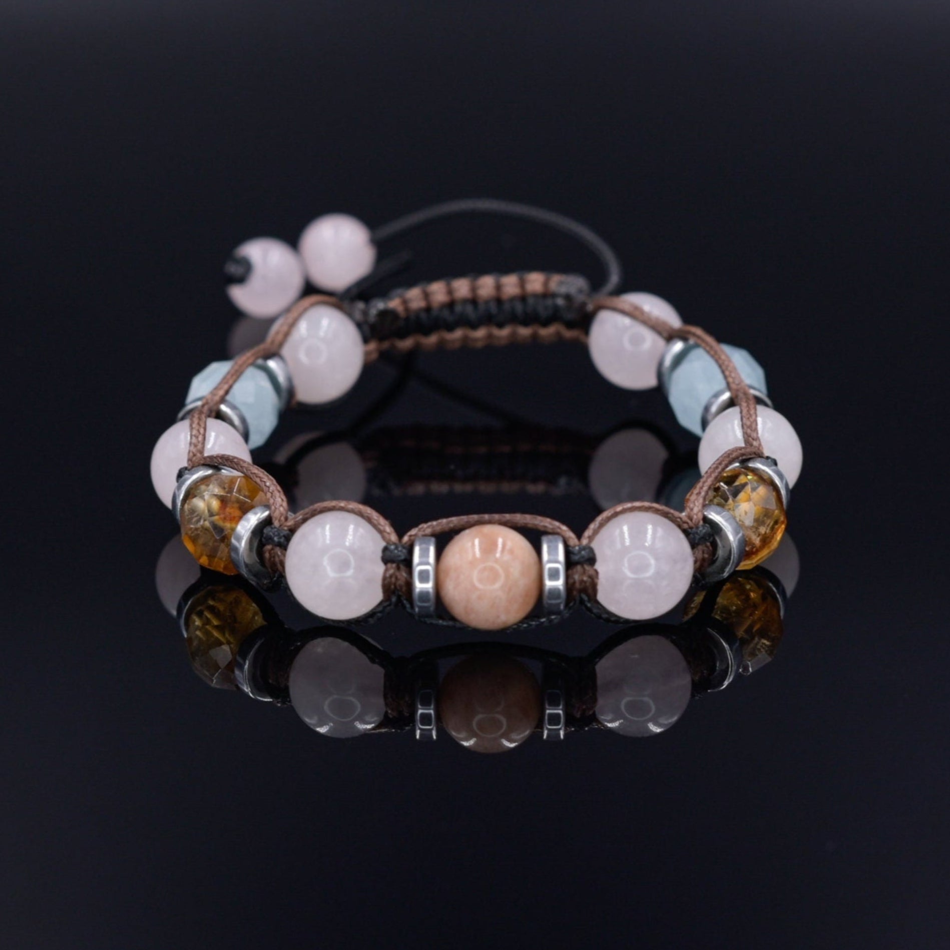 Citrine Aquamarine Crystal Beaded Bracelet, Women's Adjustable Quartz Bracelet, Hematite Bracelet, Gift for Woman, Macrame Braided Bracelet - Shamballa Bracelet - Birthstone Bracelet - Gemstone Bracelet Men - Chakra Bracelet - Macrame Bracelet - Healing Bracelet - Valinde - Shamballa Bracelet - Birthstone Bracelet - Gemstone Bracelet Men - Chakra Bracelet - Macrame Bracelet - Healing Bracelet - Valinde
