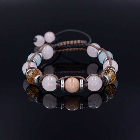 Citrine Aquamarine Crystal Beaded Bracelet, Women's Adjustable Quartz Bracelet, Hematite Bracelet, Gift for Woman, Macrame Braided Bracelet - Shamballa Bracelet - Birthstone Bracelet - Gemstone Bracelet Men - Chakra Bracelet - Macrame Bracelet - Healing Bracelet - Valinde - Shamballa Bracelet - Birthstone Bracelet - Gemstone Bracelet Men - Chakra Bracelet - Macrame Bracelet - Healing Bracelet - Valinde