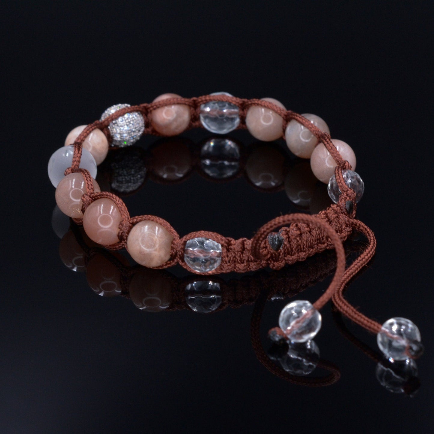 Sunstone Cubic Zirconia Bracelet Men's Women's Bracelet Rock Crystal Bracelet Gemstone Quartz Bracelet Gift For Men Adjustable Bracelet