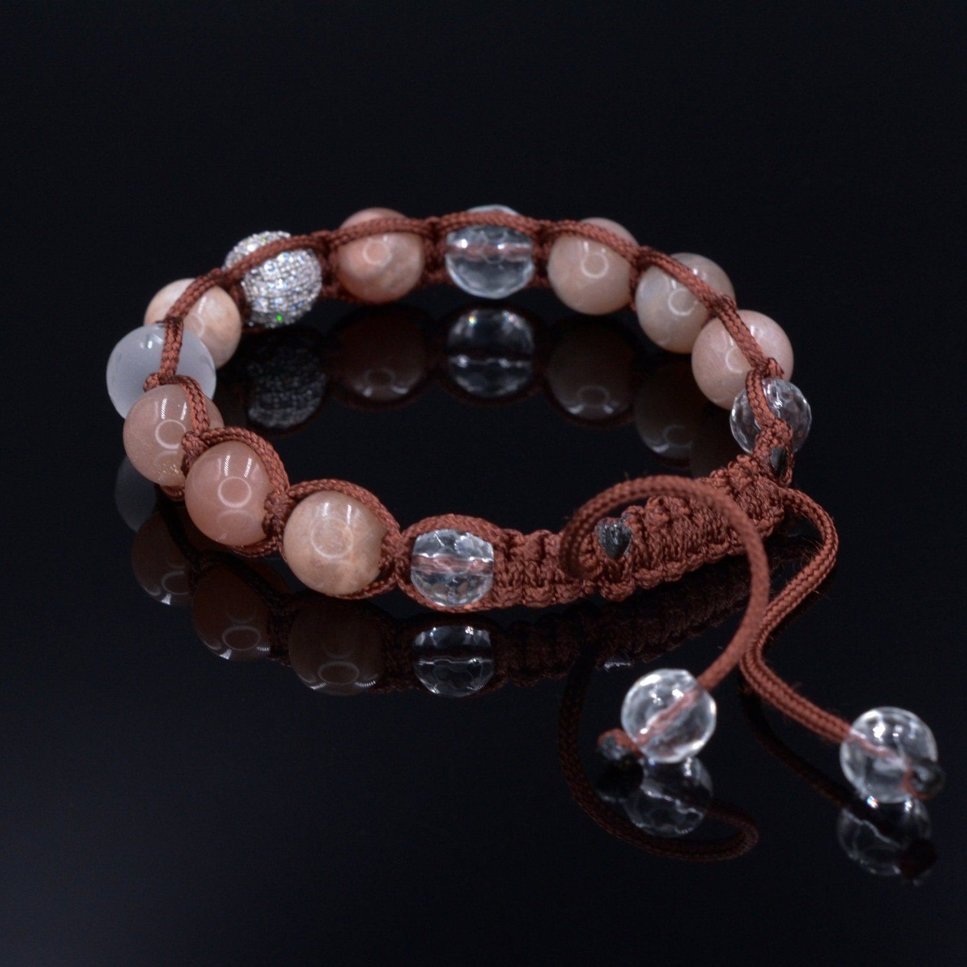 Sunstone Cubic Zirconia Bracelet Men's Women's Bracelet Rock Crystal Bracelet Gemstone Quartz Bracelet Gift For Men Adjustable Bracelet