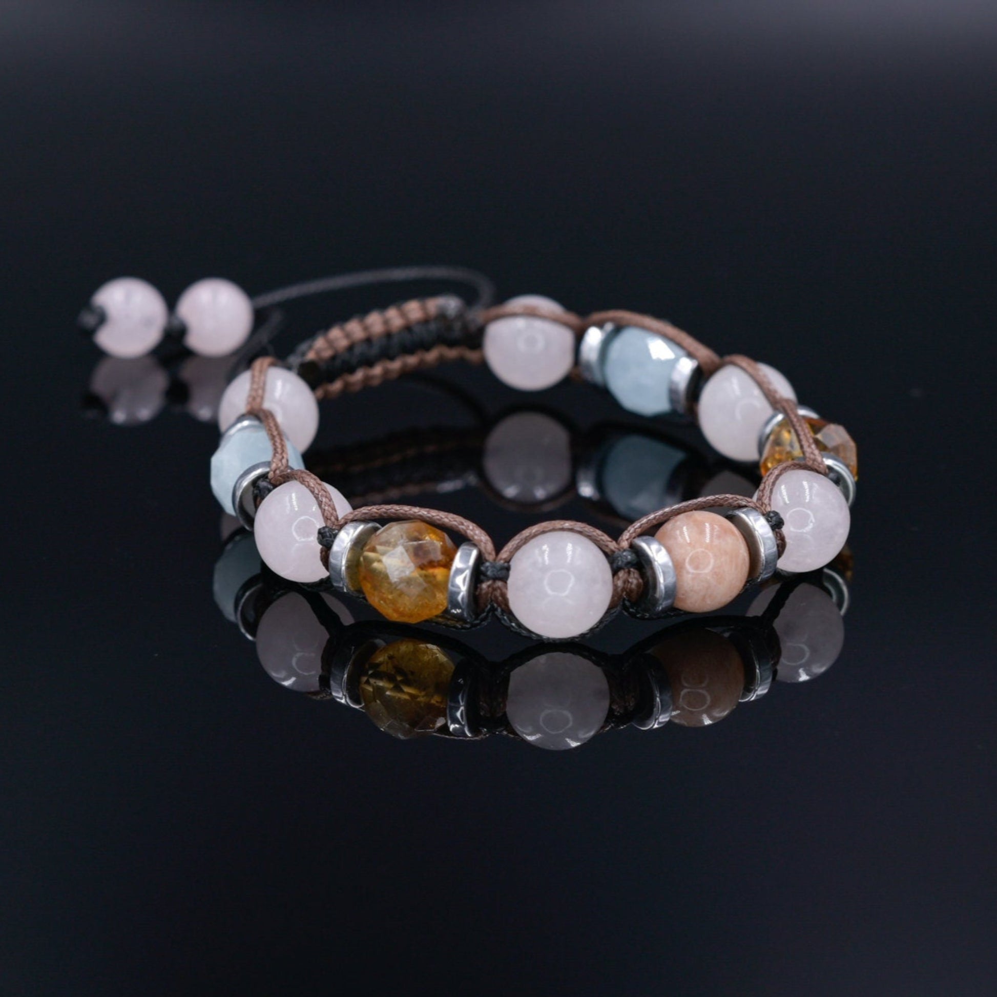 Citrine Aquamarine Crystal Beaded Bracelet, Women's Adjustable Quartz Bracelet, Hematite Bracelet, Gift for Woman, Macrame Braided Bracelet  - Shamballa Bracelet - Birthstone Bracelet - Gemstone Bracelet Men - Chakra Bracelet - Macrame Bracelet - Healing Bracelet - Valinde - Shamballa Bracelet - Birthstone Bracelet - Gemstone Bracelet Men - Chakra Bracelet - Macrame Bracelet - Healing Bracelet - Valinde
