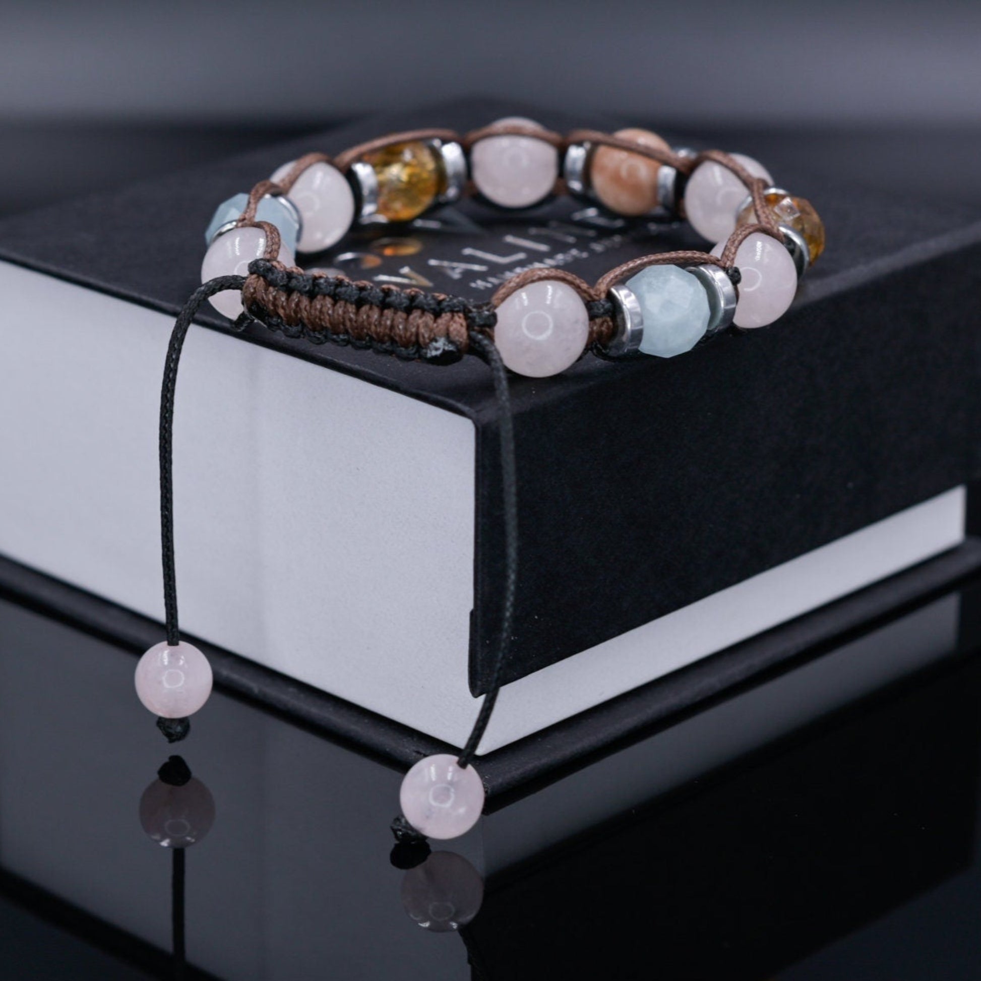 Citrine Aquamarine Crystal Beaded Bracelet, Women's Adjustable Quartz Bracelet, Hematite Bracelet, Gift for Woman, Macrame Braided Bracelet  - Shamballa Bracelet - Birthstone Bracelet - Gemstone Bracelet Men - Chakra Bracelet - Macrame Bracelet - Healing Bracelet - Valinde - Shamballa Bracelet - Birthstone Bracelet - Gemstone Bracelet Men - Chakra Bracelet - Macrame Bracelet - Healing Bracelet - Valinde
